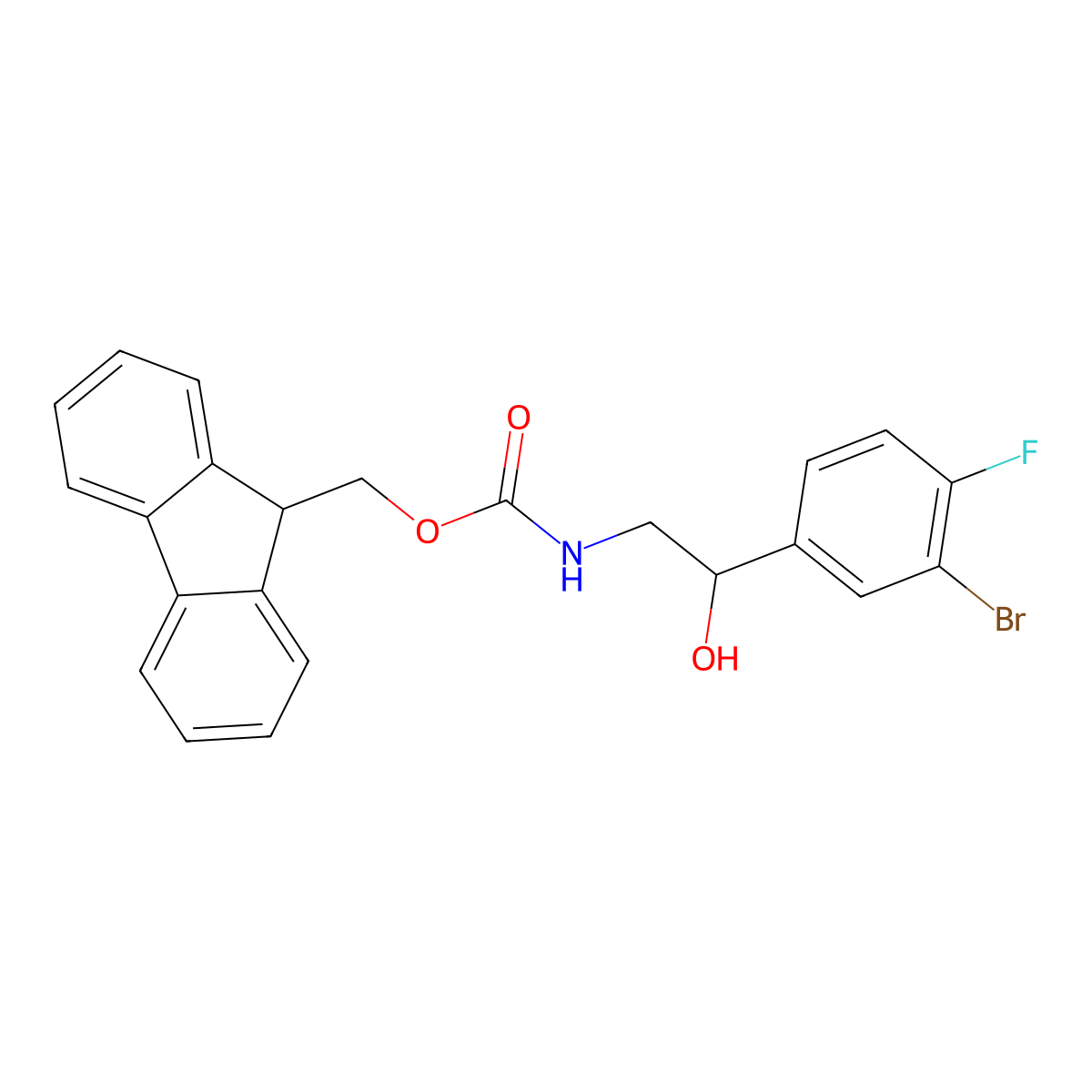 (9H-fluoren-9-yl)methyl N-[(2R)-2-(3-bromo-4-fluorophenyl)-2-hydroxyethyl]carbamate molecular structure, CAS 2763891-48-9