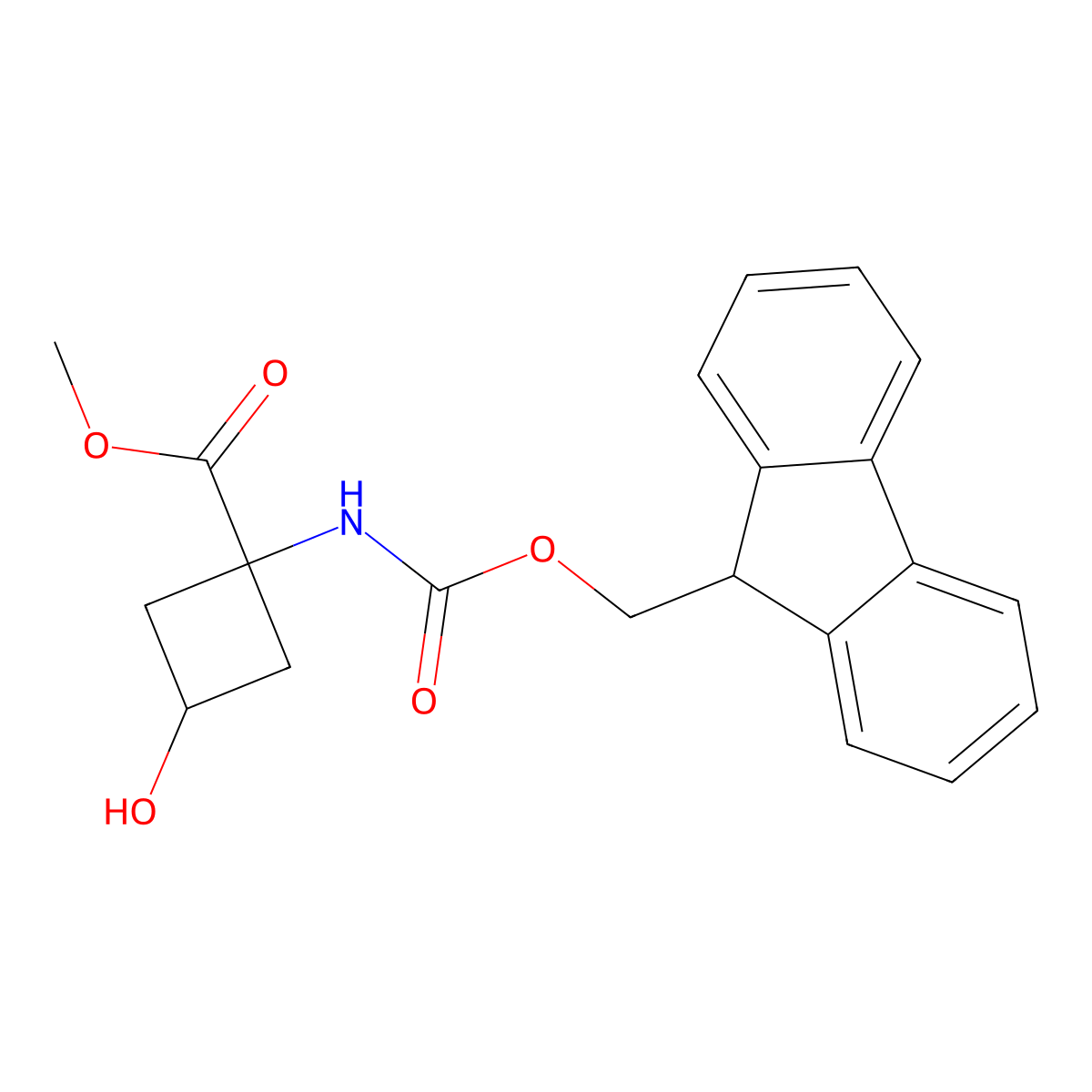 methyl 1-({[(9H-fluoren-9-yl)methoxy]carbonyl}amino)-3-hydroxycyclobutane-1-carboxylate molecular structure, CAS 2763891-53-6
