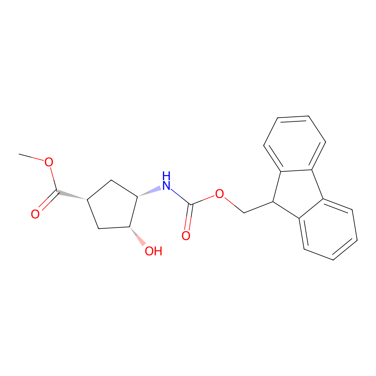 methyl (1R,3S,4R)-3-({[(9H-fluoren-9-yl)methoxy]carbonyl}amino)-4-hydroxycyclopentane-1-carboxylate molecular structure, CAS 2763891-56-9