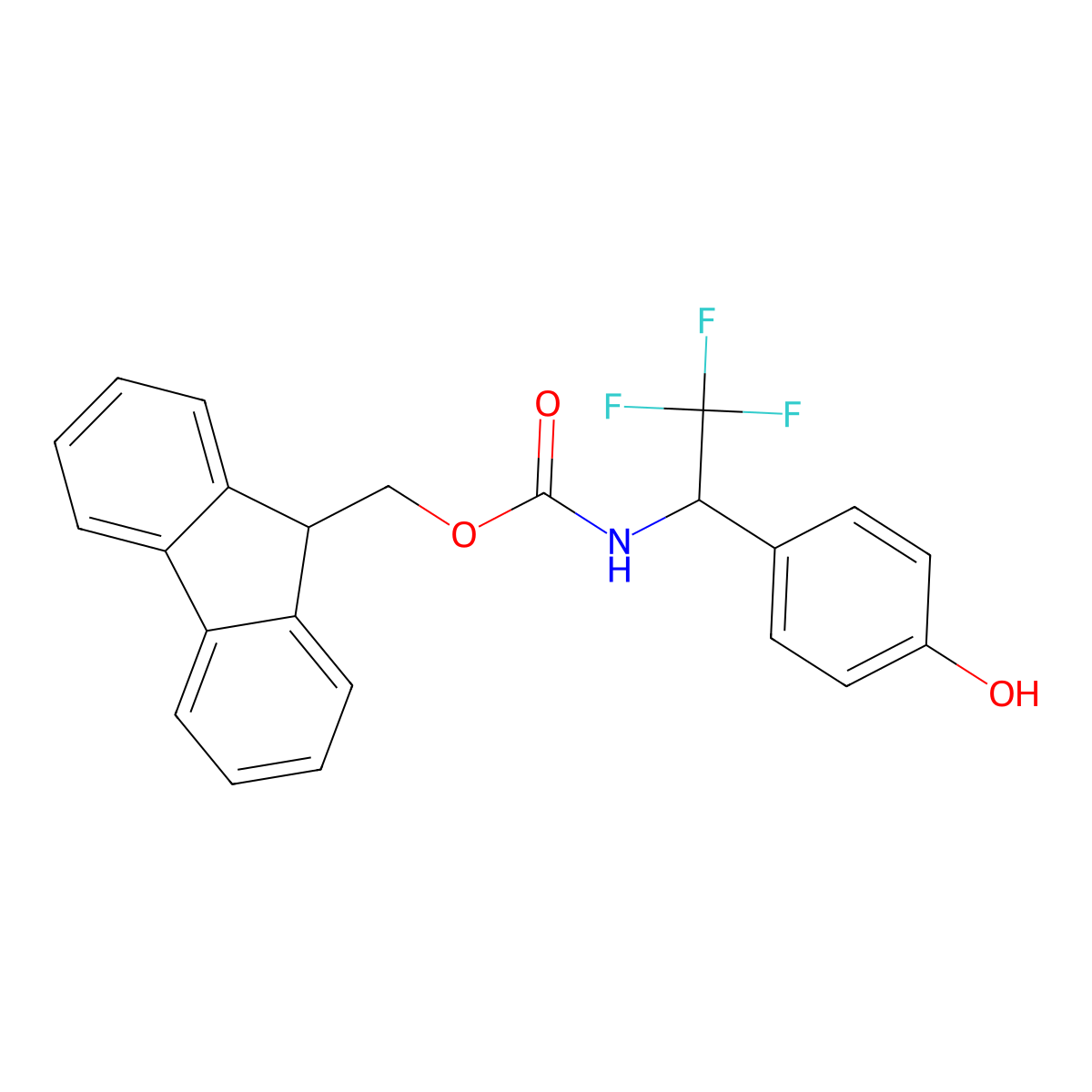 (9H-fluoren-9-yl)methyl N-[(1S)-2,2,2-trifluoro-1-(4-hydroxyphenyl)ethyl]carbamate molecular structure, CAS 2763891-63-8