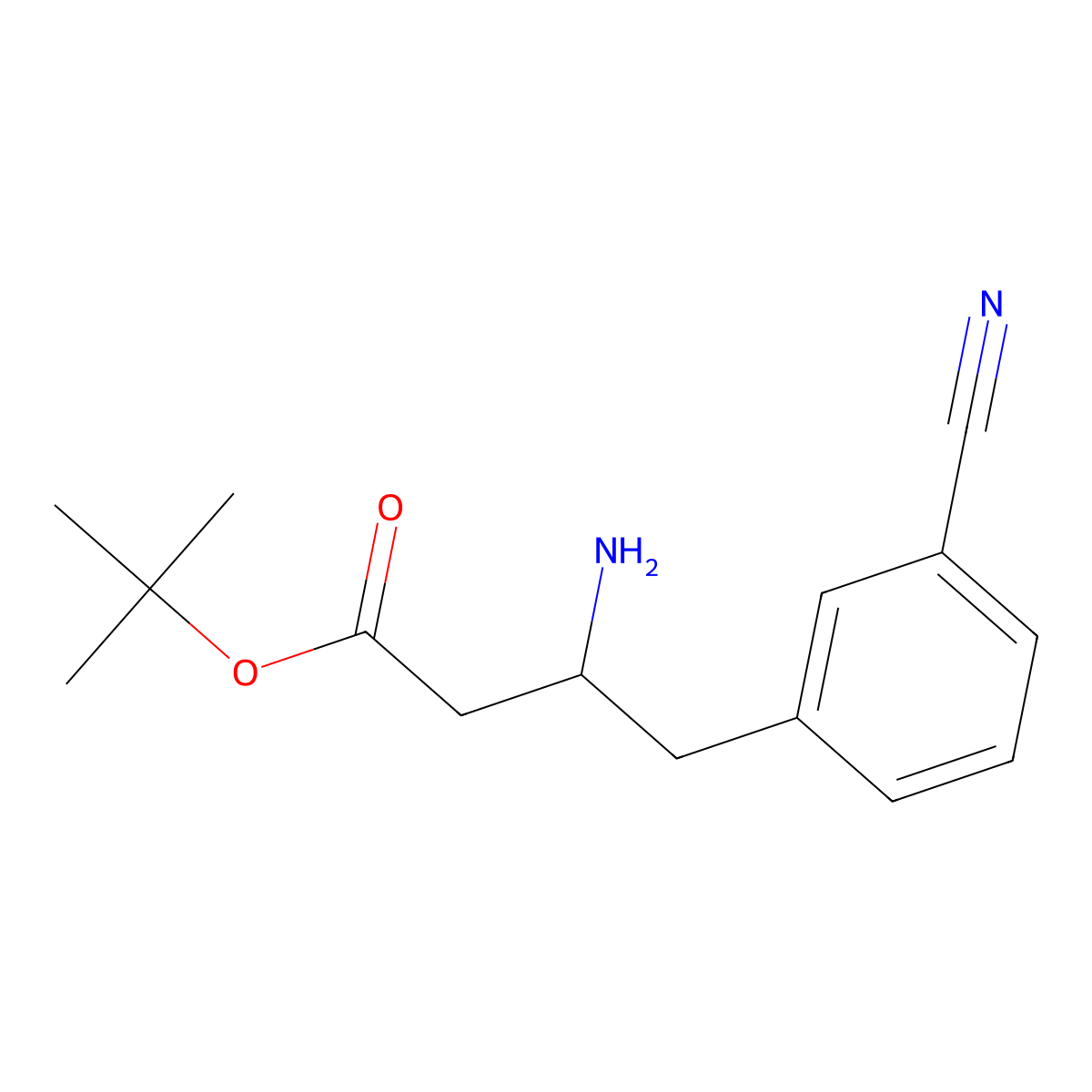 tert-butyl (3S)-3-amino-4-(3-cyanophenyl)butanoate molecular structure, CAS 2763891-65-0