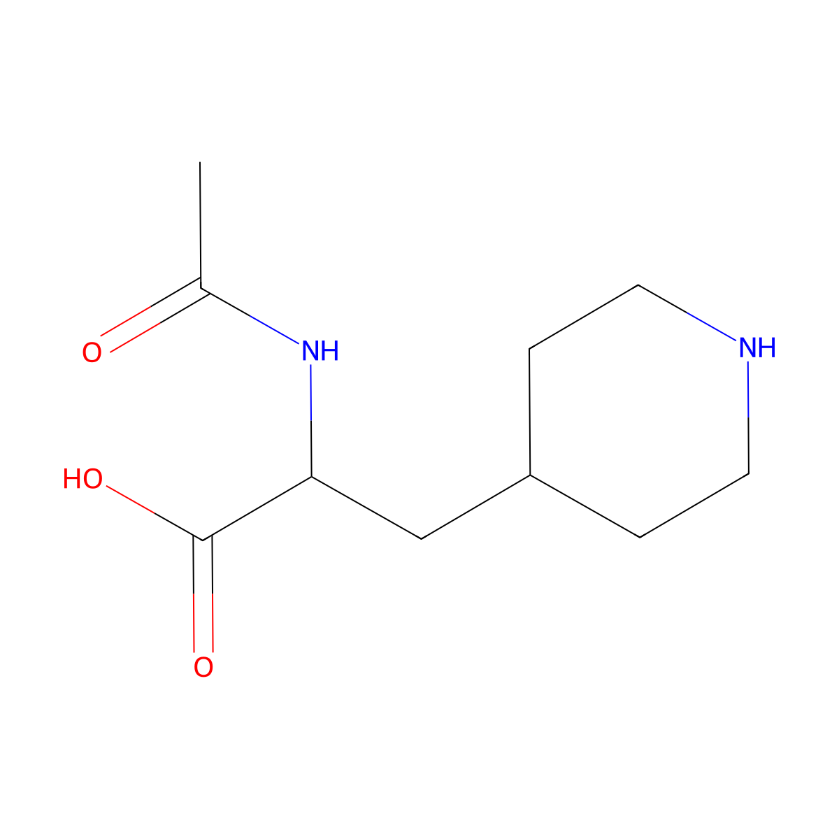 (2S)-2-acetamido-3-(piperidin-4-yl)propanoic acid molecular structure, CAS 2763891-69-4