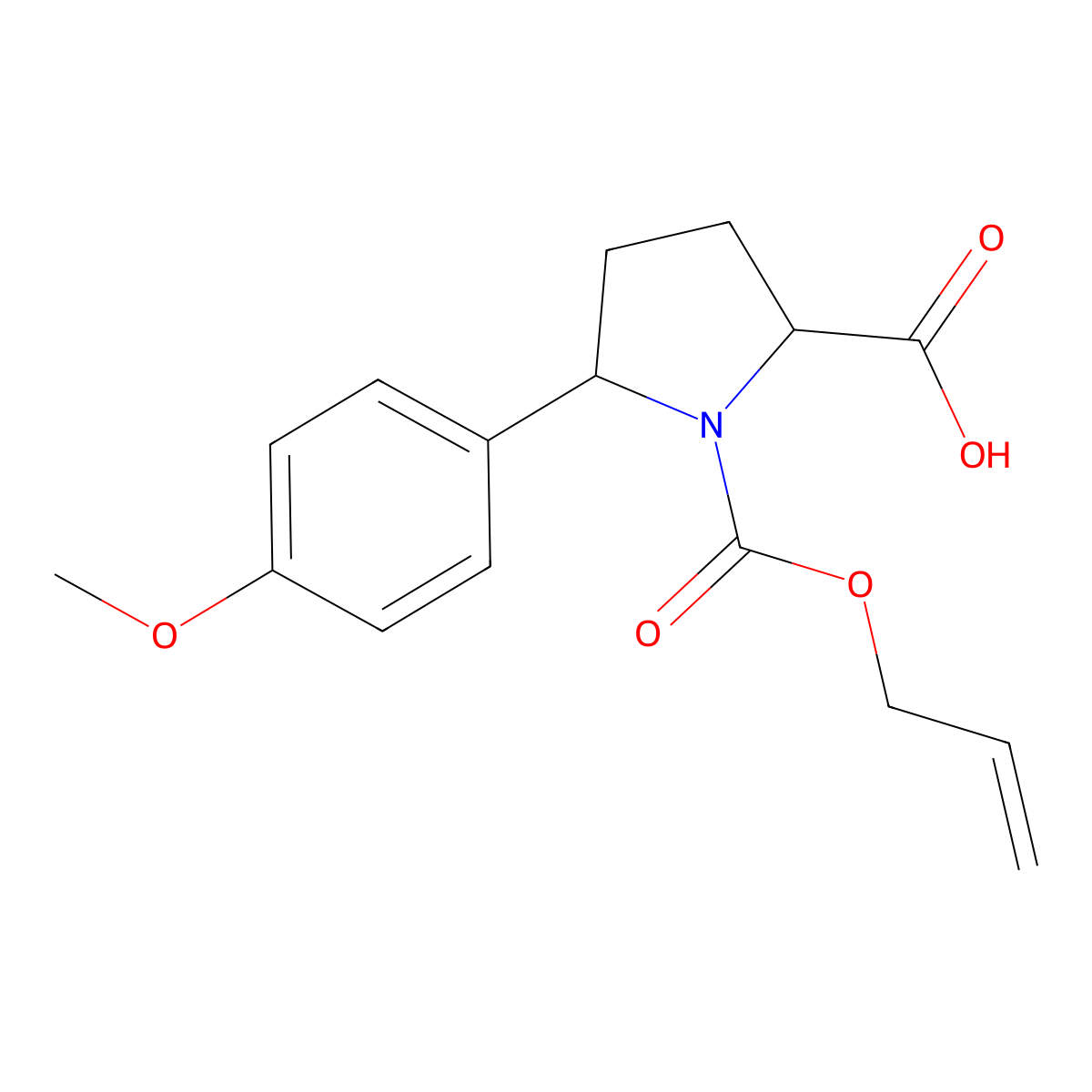 (2R,5R)-5-(4-methoxyphenyl)-1-[(prop-2-en-1-yloxy)carbonyl]pyrrolidine-2-carboxylic acid molecular structure, CAS 2763891-71-8