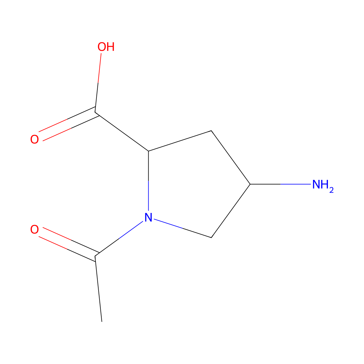 (2S,4R)-1-acetyl-4-aminopyrrolidine-2-carboxylic acid molecular structure, CAS 2763891-79-6