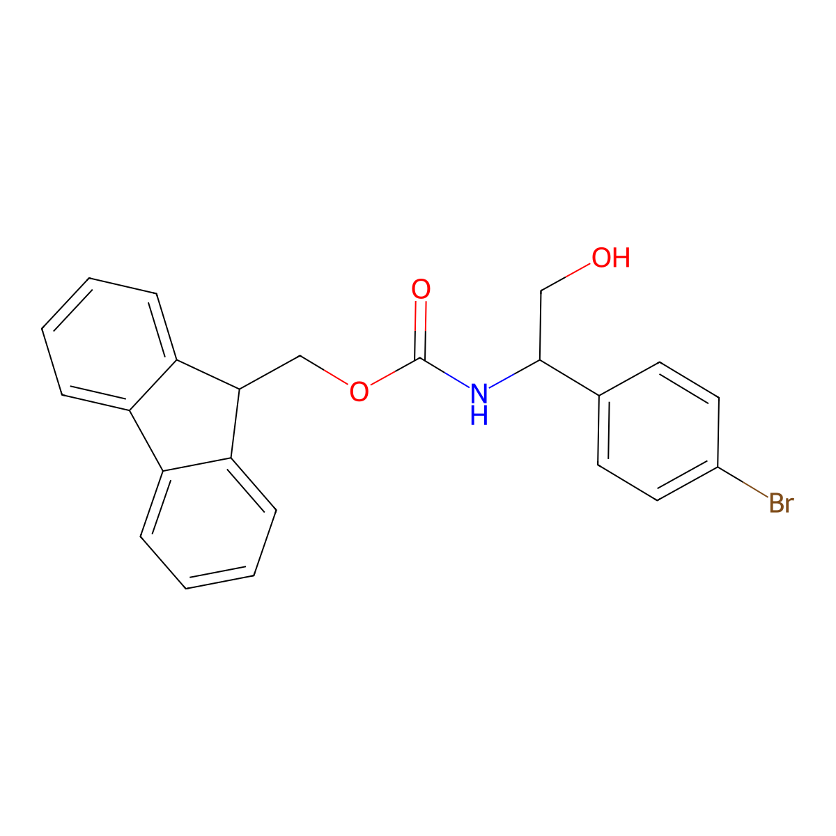 (9H-fluoren-9-yl)methyl N-[(1S)-1-(4-bromophenyl)-2-hydroxyethyl]carbamate molecular structure, CAS 2763894-56-8