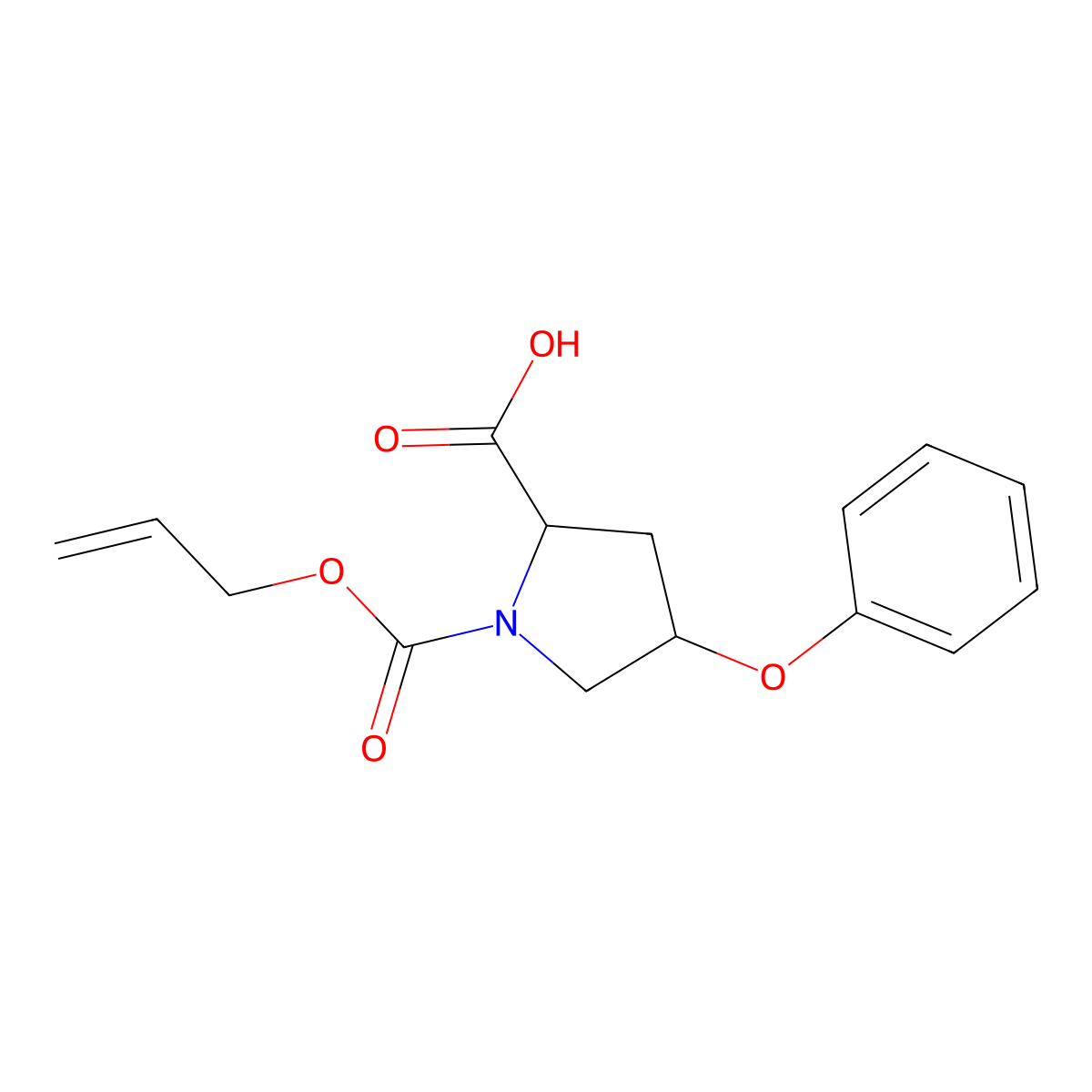 (2S,4S)-4-phenoxy-1-[(prop-2-en-1-yloxy)carbonyl]pyrrolidine-2-carboxylic acid molecular structure, CAS 2763894-75-1