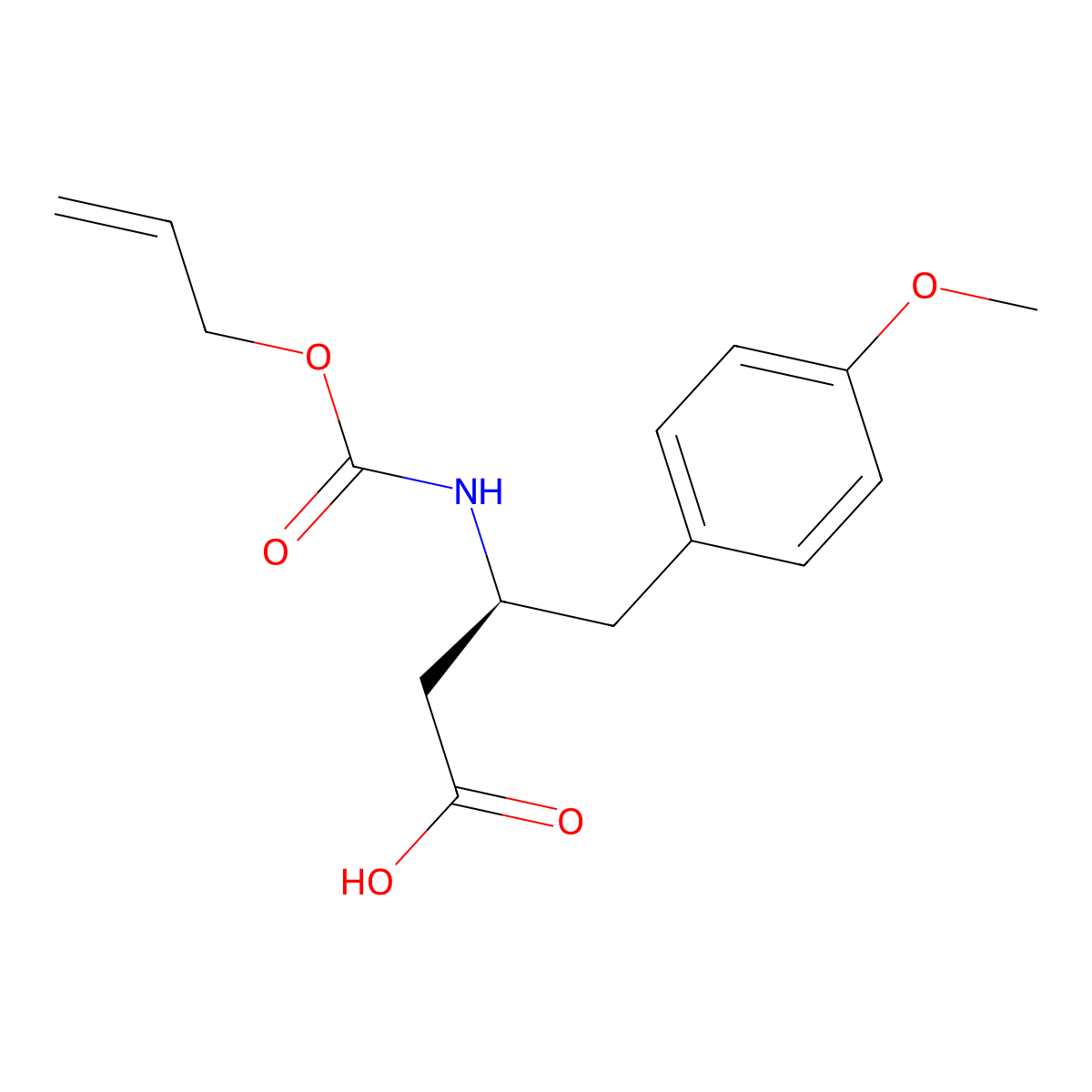(3S)-4-(4-methoxyphenyl)-3-{[(prop-2-en-1-yloxy)carbonyl]amino}butanoic acid molecular structure, CAS 2763894-77-3