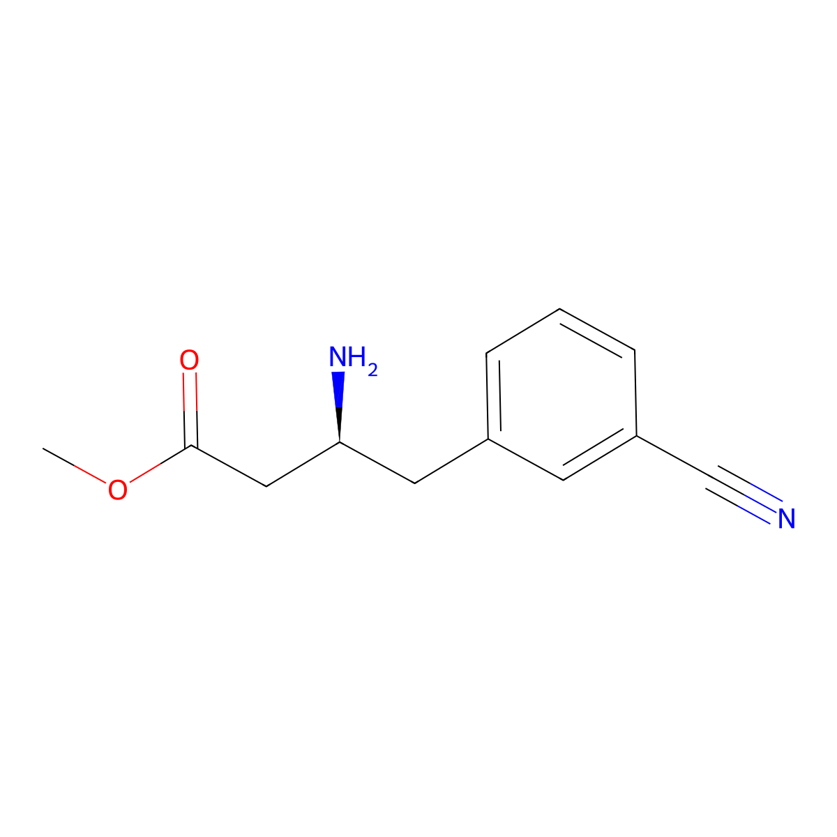 methyl (3S)-3-amino-4-(3-cyanophenyl)butanoate molecular structure, CAS 2763894-84-2