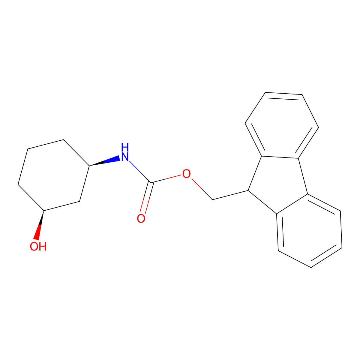 (9H-fluoren-9-yl)methyl N-[(1R,3S)-3-hydroxycyclohexyl]carbamate molecular structure, CAS 2763894-88-6