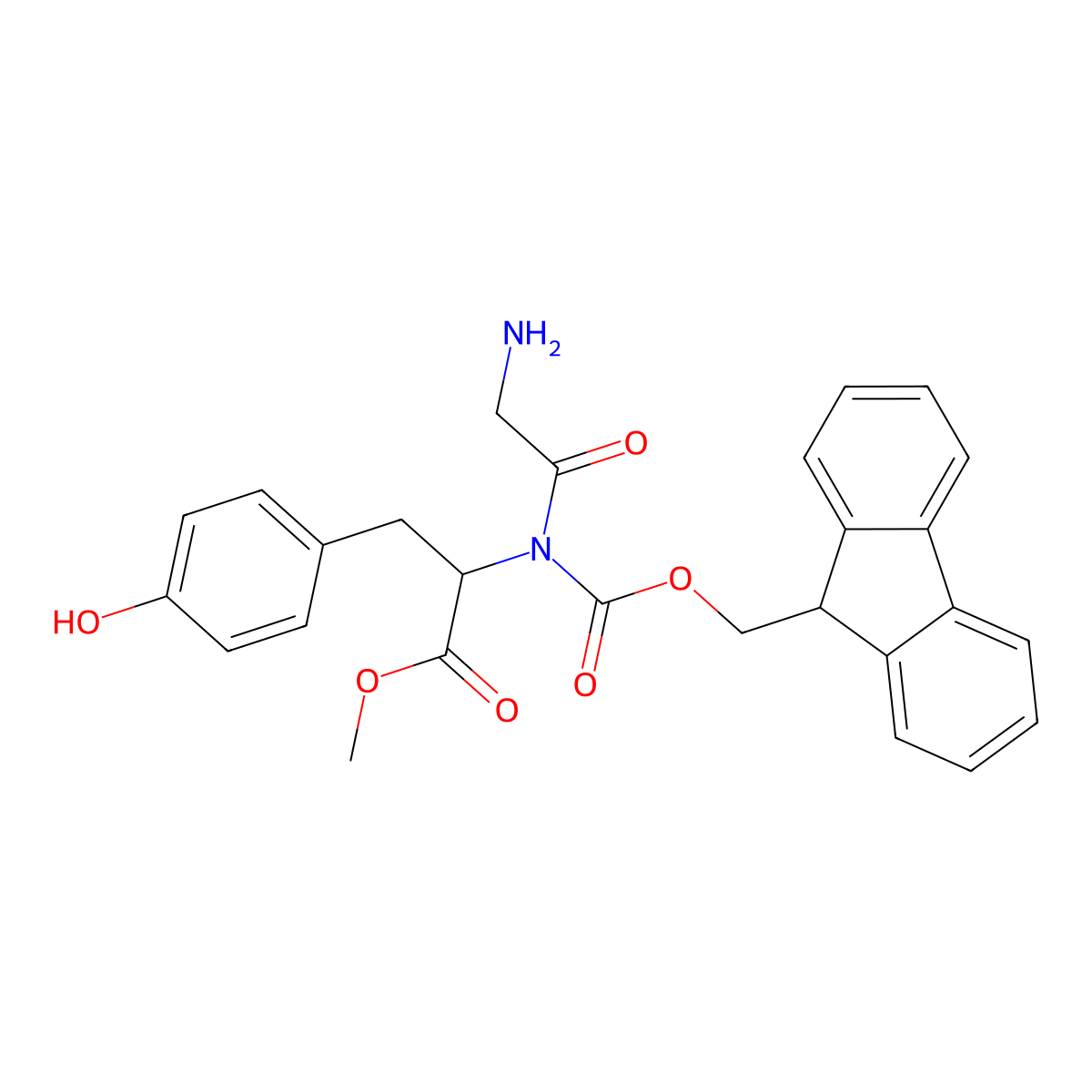 methyl (2R)-2-(2-amino-N-{[(9H-fluoren-9-yl)methoxy]carbonyl}acetamido)-3-(4-hydroxyphenyl)propanoate molecular structure, CAS 2763895-02-7