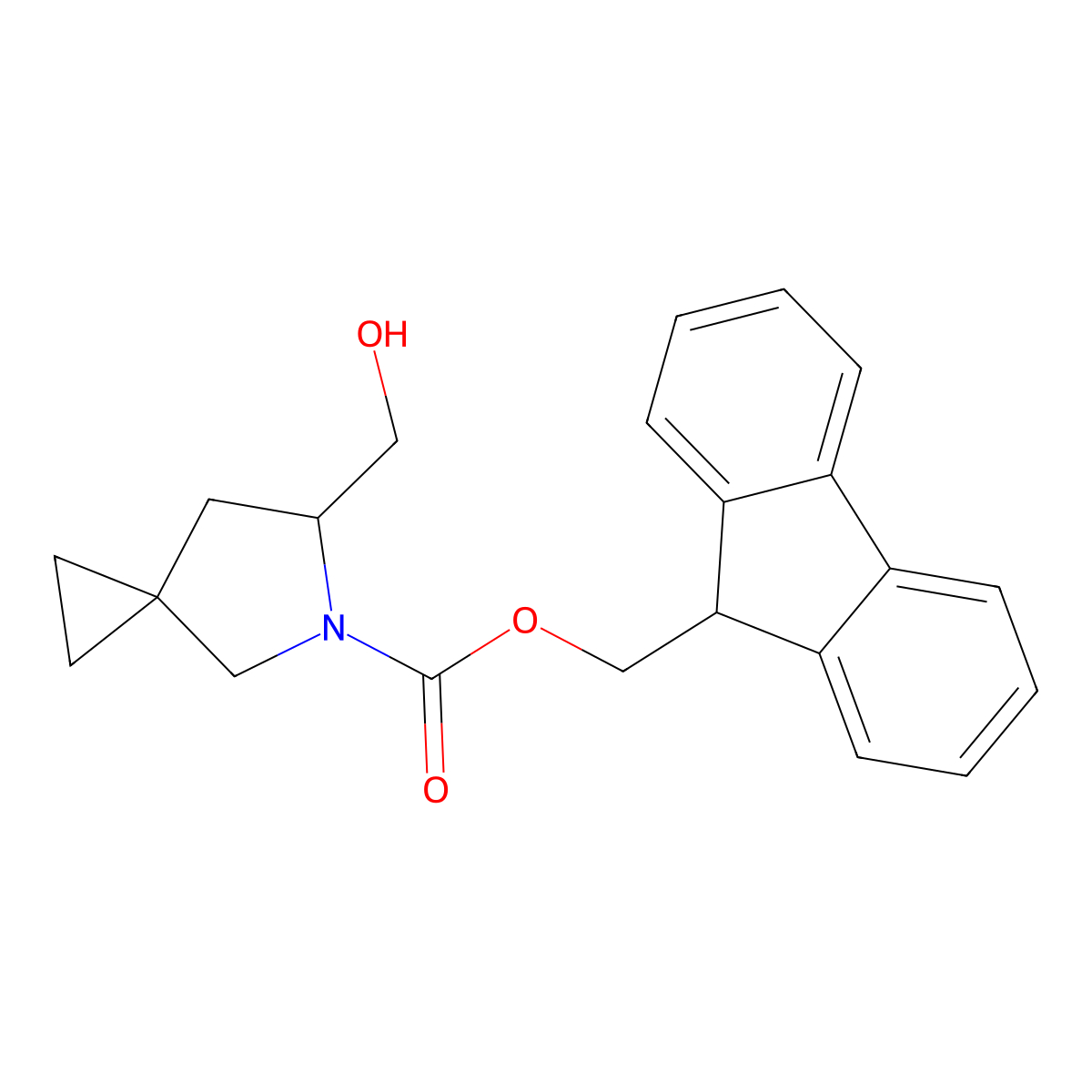 (9H-fluoren-9-yl)methyl (6S)-6-(hydroxymethyl)-5-azaspiro[2.4]heptane-5-carboxylate molecular structure, CAS 2763895-03-8