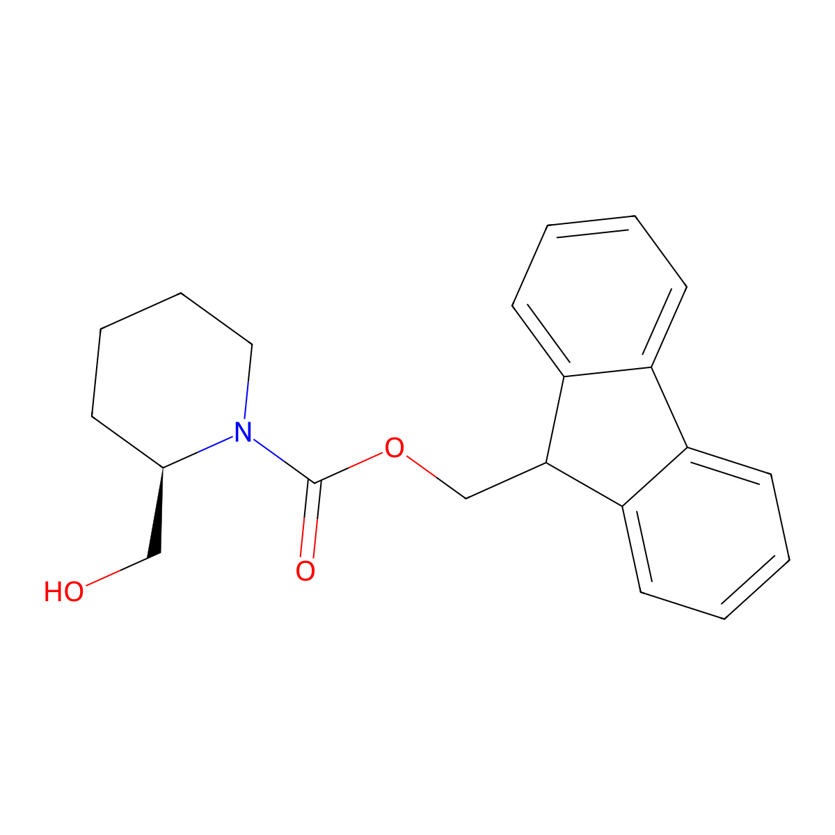 (9H-fluoren-9-yl)methyl (2R)-2-(hydroxymethyl)piperidine-1-carboxylate molecular structure, CAS 2763895-10-7