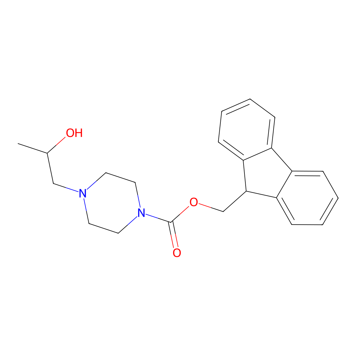 (9H-fluoren-9-yl)methyl 4-[(2R)-2-hydroxypropyl]piperazine-1-carboxylate molecular structure, CAS 2763895-15-2
