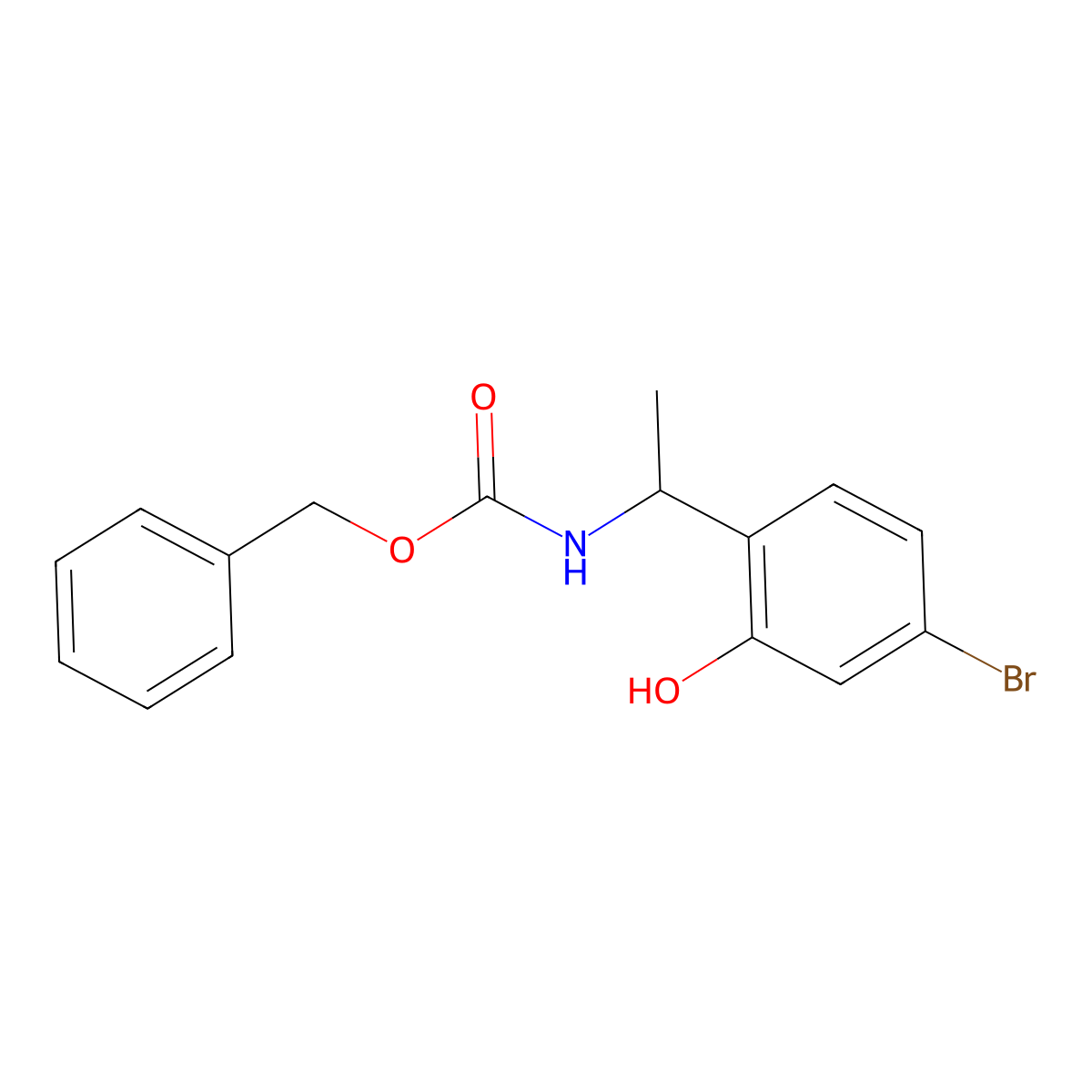 benzyl N-[(1S)-1-(4-bromo-2-hydroxyphenyl)ethyl]carbamate molecular structure, CAS 2763895-19-6