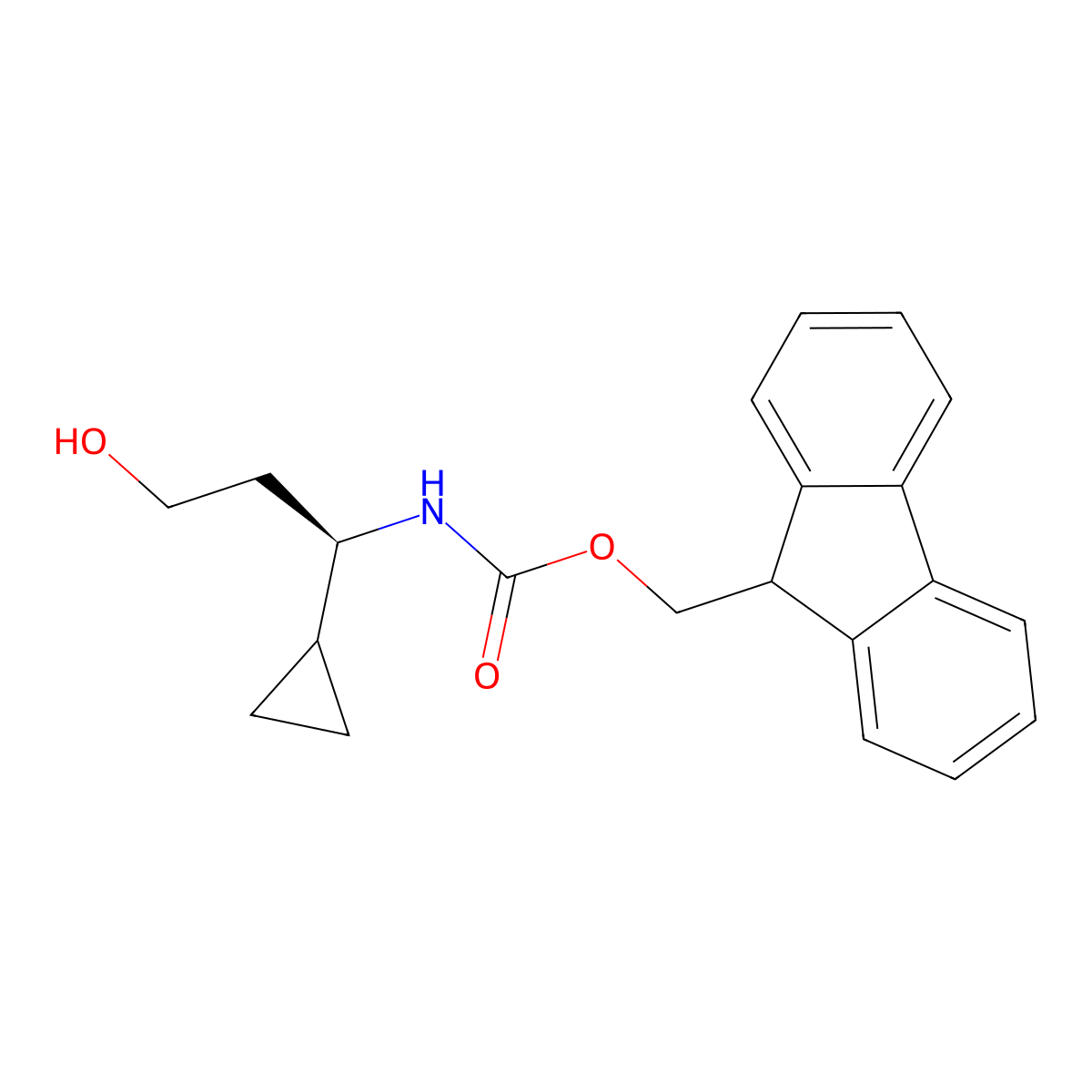 (9H-fluoren-9-yl)methyl N-[(1R)-1-cyclopropyl-3-hydroxypropyl]carbamate molecular structure, CAS 2763895-43-6