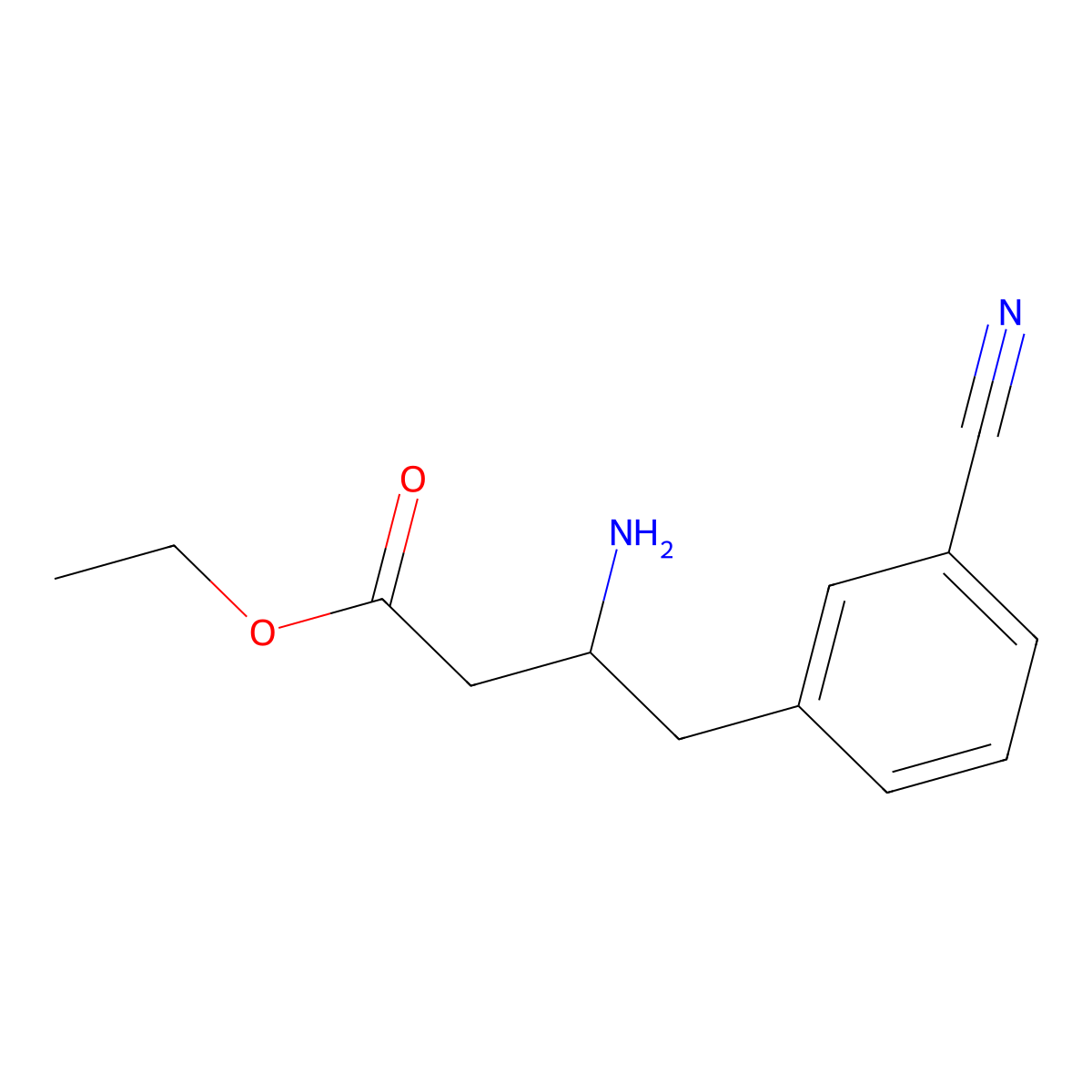 ethyl (3S)-3-amino-4-(3-cyanophenyl)butanoate molecular structure, CAS 2763895-58-3