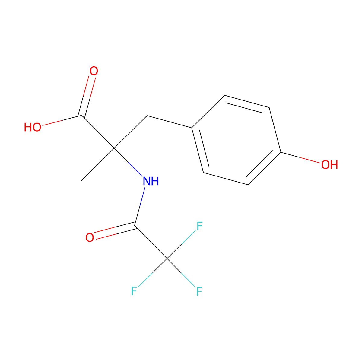 (2R)-3-(4-hydroxyphenyl)-2-methyl-2-(2,2,2-trifluoroacetamido)propanoic acid molecular structure, CAS 2763895-71-0