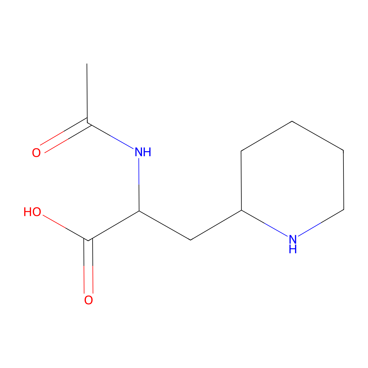 (2R)-2-acetamido-3-(piperidin-2-yl)propanoic acid molecular structure, CAS 2763898-86-6