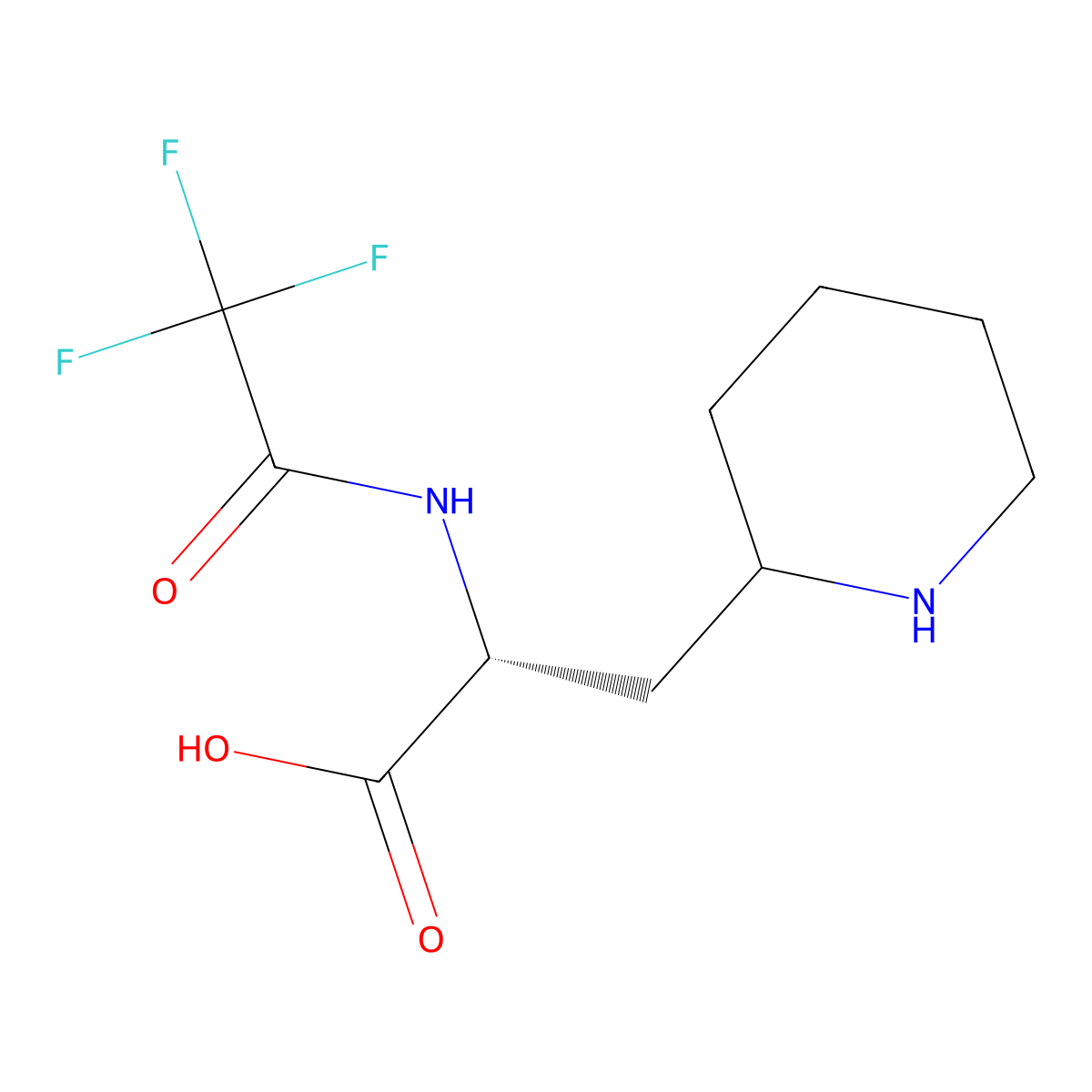 (2R)-3-(piperidin-2-yl)-2-(2,2,2-trifluoroacetamido)propanoic acid molecular structure, CAS 2763898-87-7