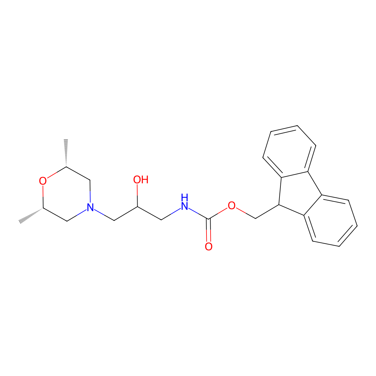 (9H-fluoren-9-yl)methyl N-{3-[(2R,6S)-2,6-dimethylmorpholin-4-yl]-2-hydroxypropyl}carbamate molecular structure, CAS 2763899-14-3