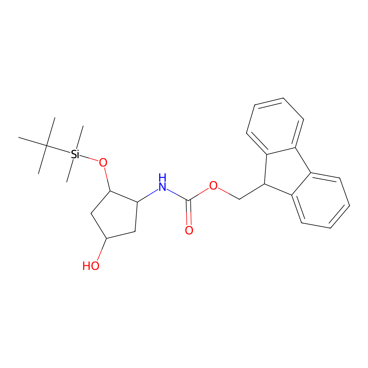 rac-(9H-fluoren-9-yl)methyl N-[(1R,2R)-2-[(tert-butyldimethylsilyl)oxy]-4-hydroxycyclopentyl]carbamate molecular structure, CAS 2763900-51-0
