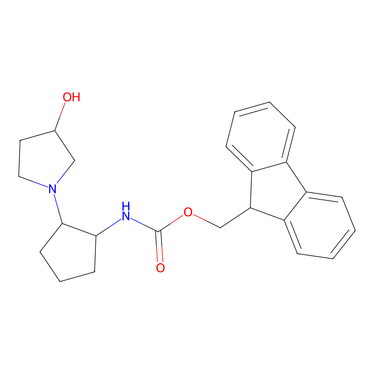 rac-(9H-fluoren-9-yl)methyl N-[(1R,2S)-2-(3-hydroxypyrrolidin-1-yl)cyclopentyl]carbamate molecular structure, CAS 2763900-53-2