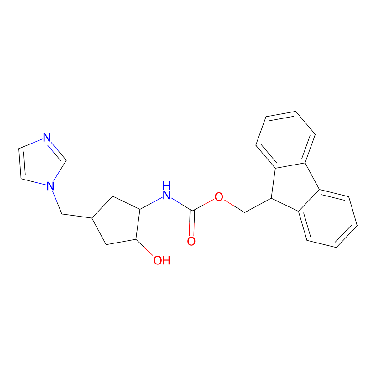 rac-(9H-fluoren-9-yl)methyl N-[(1R,2R)-2-hydroxy-4-[(1H-imidazol-1-yl)methyl]cyclopentyl]carbamate molecular structure, CAS 2763900-57-6