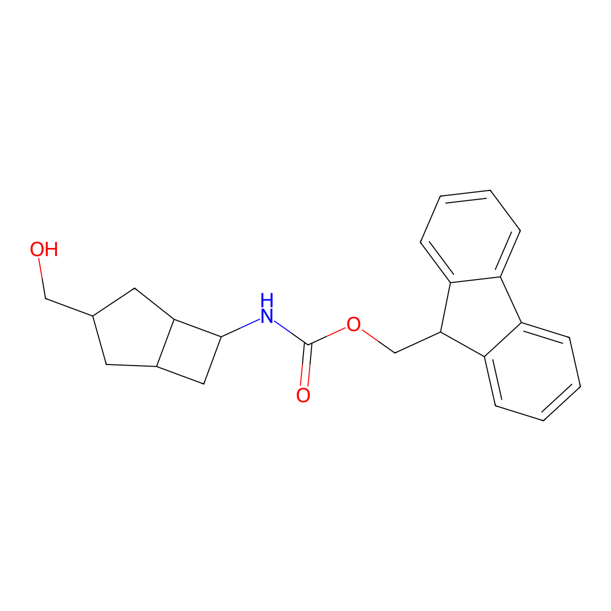rac-(9H-fluoren-9-yl)methyl N-[(1R,5R,6S)-3-(hydroxymethyl)bicyclo[3.2.0]heptan-6-yl]carbamate molecular structure, CAS 2763900-66-7