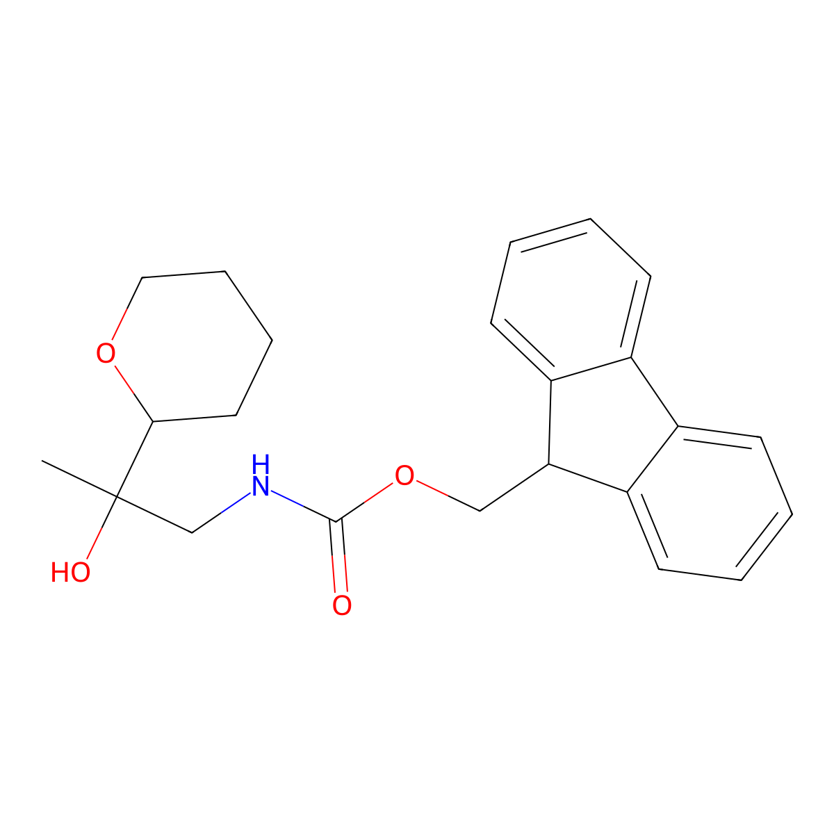 (9H-fluoren-9-yl)methyl N-[2-hydroxy-2-(oxan-2-yl)propyl]carbamate molecular structure, CAS 2763902-15-2