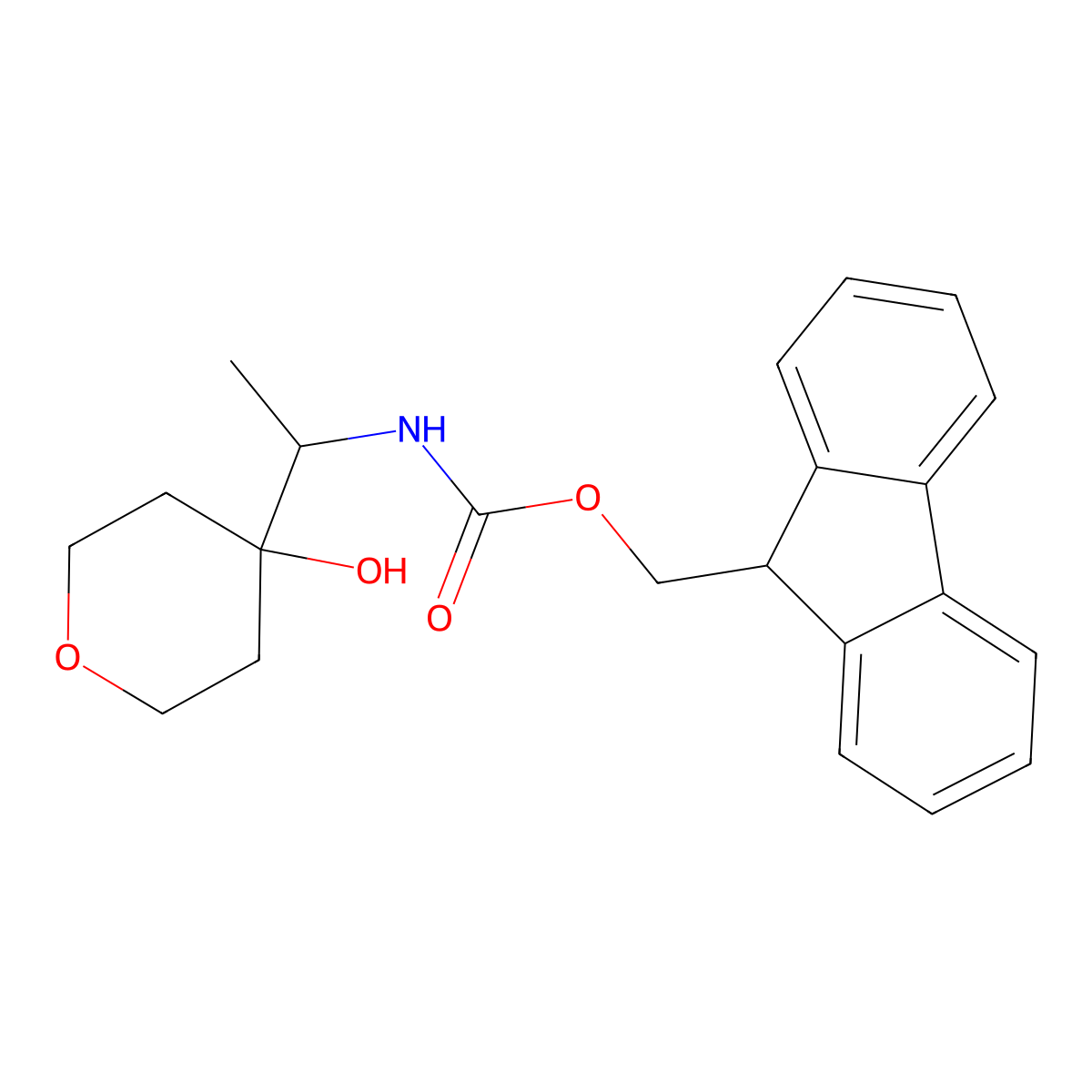 (9H-fluoren-9-yl)methyl N-[1-(4-hydroxyoxan-4-yl)ethyl]carbamate molecular structure, CAS 2763902-22-1