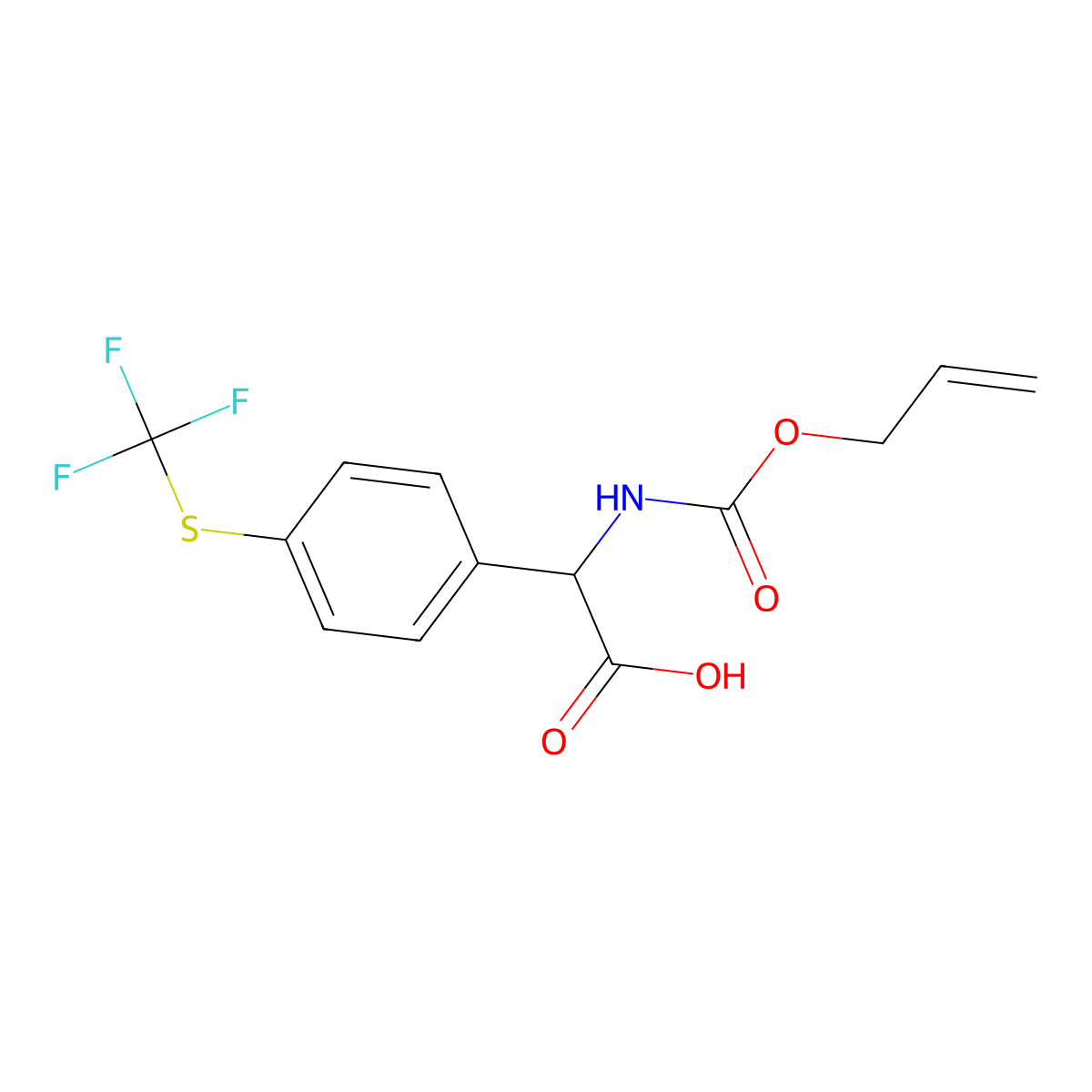 2-{[(Prop-2-en-1-yloxy)carbonyl]amino}-2-{4-[(trifluoromethyl)sulfanyl]phenyl}acetic acid molecular structure, CAS 2763902-25-4