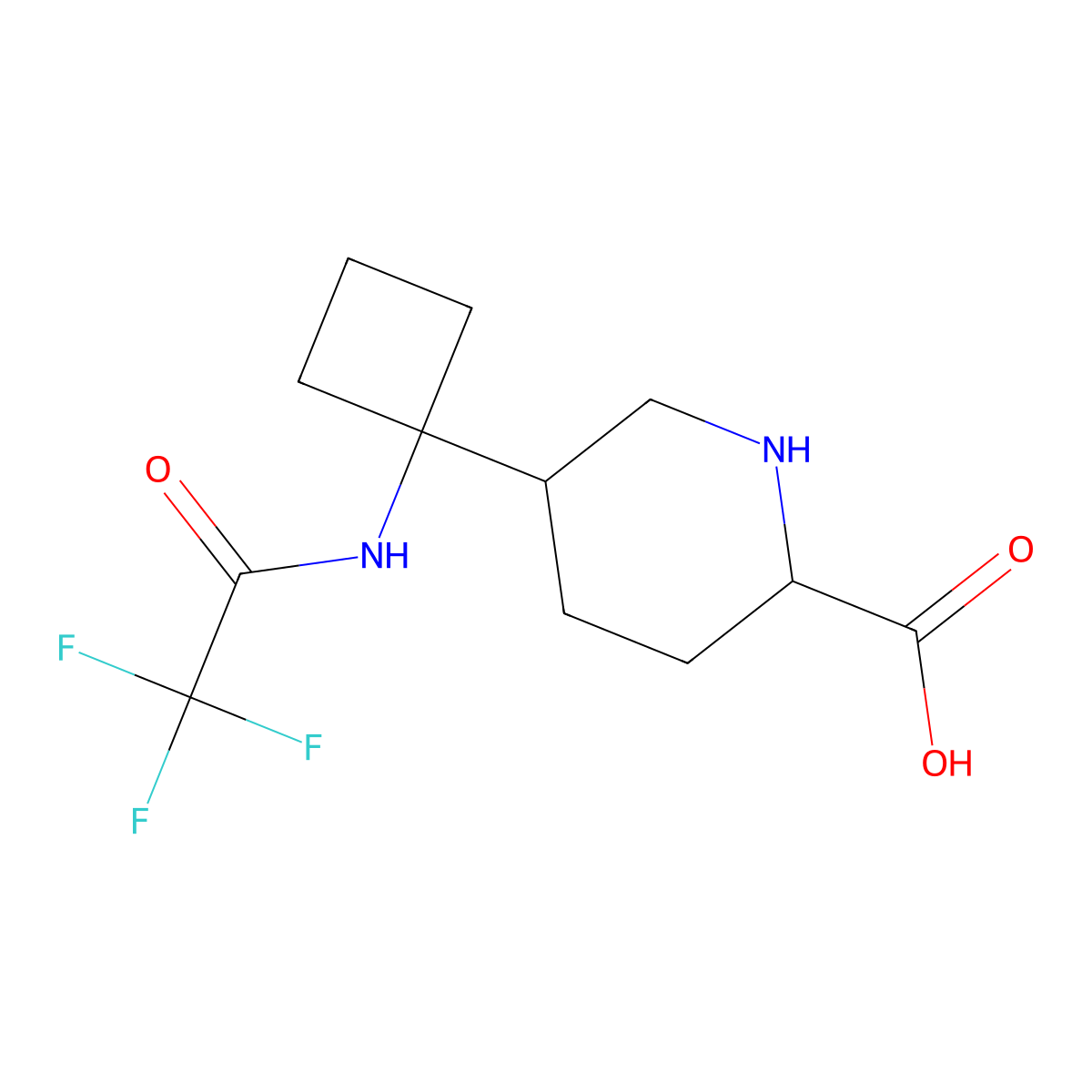 5-[1-(2,2,2-Trifluoroacetamido)cyclobutyl]piperidine-2-carboxylic acid molecular structure, CAS 2763902-32-3