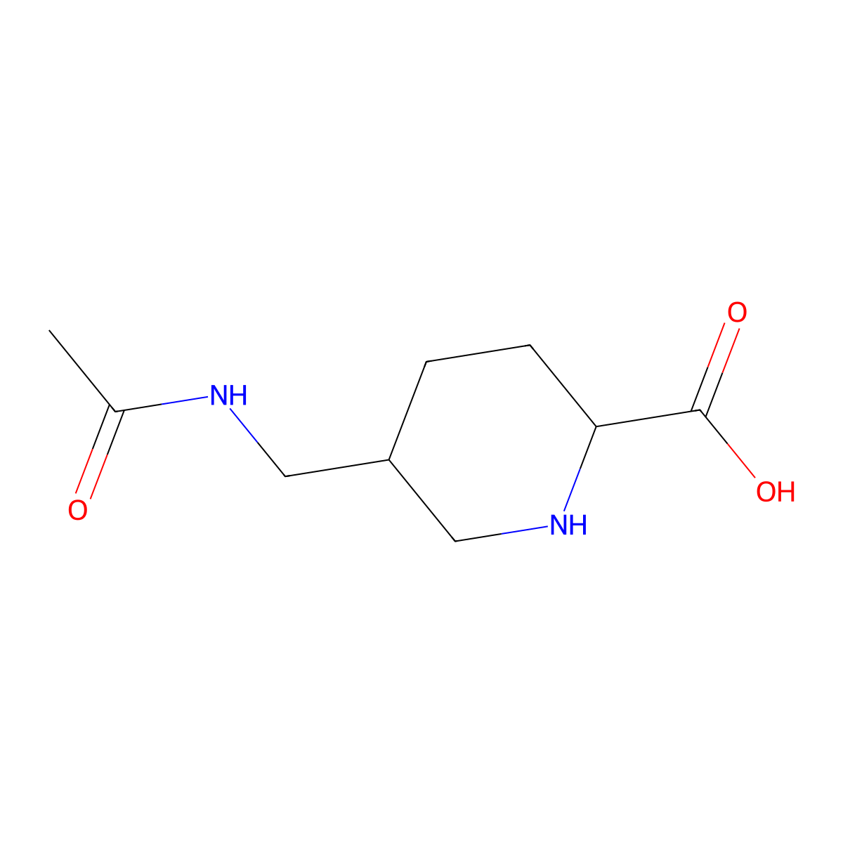 5-(Acetamidomethyl)piperidine-2-carboxylic acid molecular structure, CAS 2763902-41-4