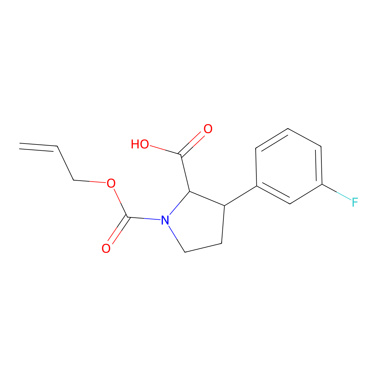 3-(3-Fluorophenyl)-1-[(prop-2-en-1-yloxy)carbonyl]pyrrolidine-2-carboxylic acid molecular structure, CAS 2763902-43-6