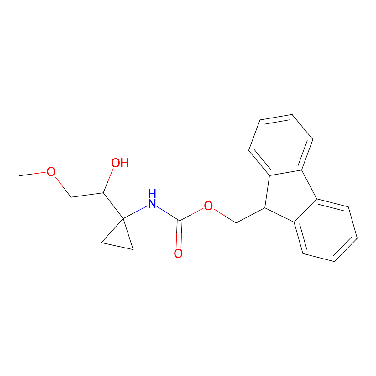 (9H-fluoren-9-yl)methyl N-[1-(1-hydroxy-2-methoxyethyl)cyclopropyl]carbamate molecular structure, CAS 2763902-47-0