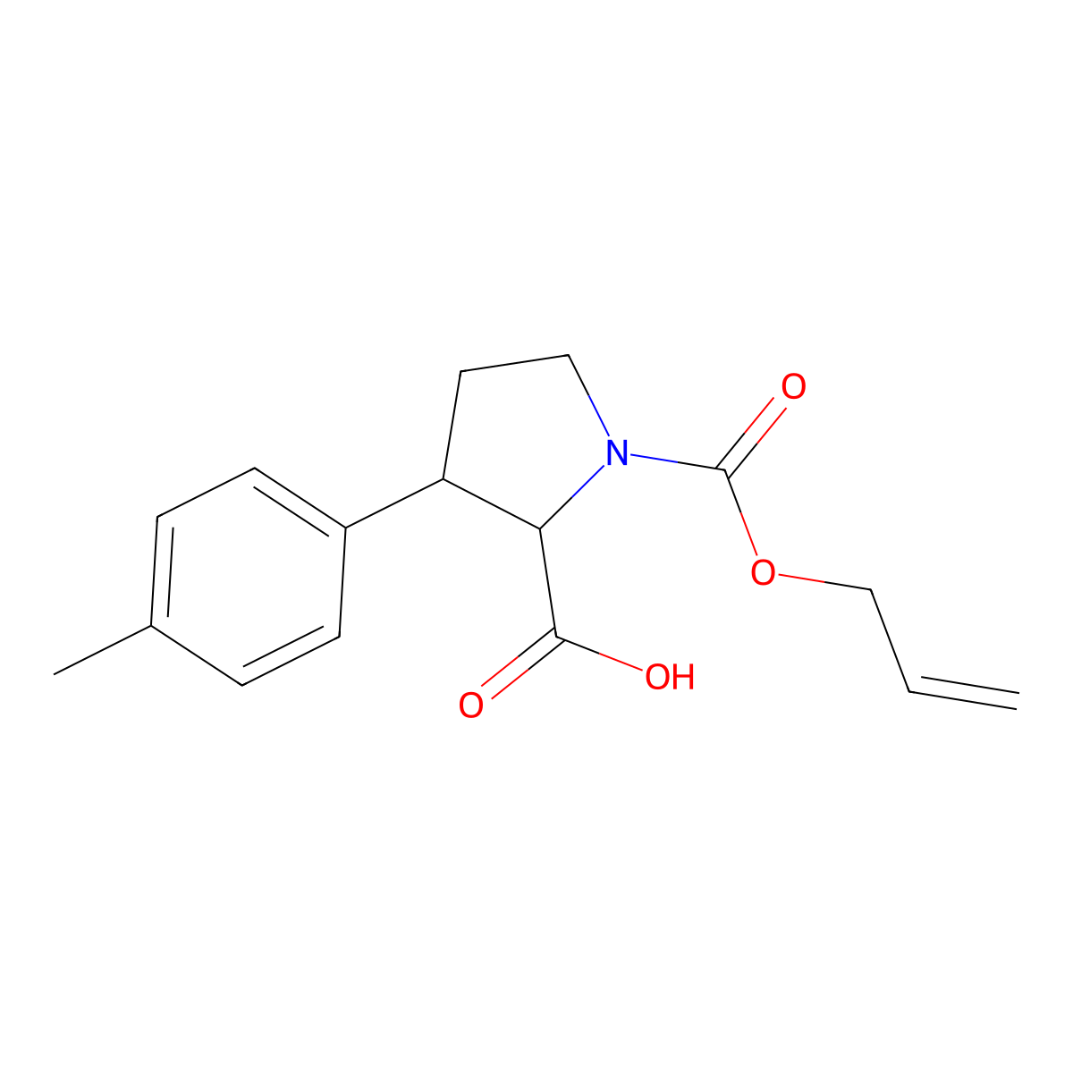 3-(4-Methylphenyl)-1-[(prop-2-en-1-yloxy)carbonyl]pyrrolidine-2-carboxylic acid molecular structure, CAS 2763902-56-1