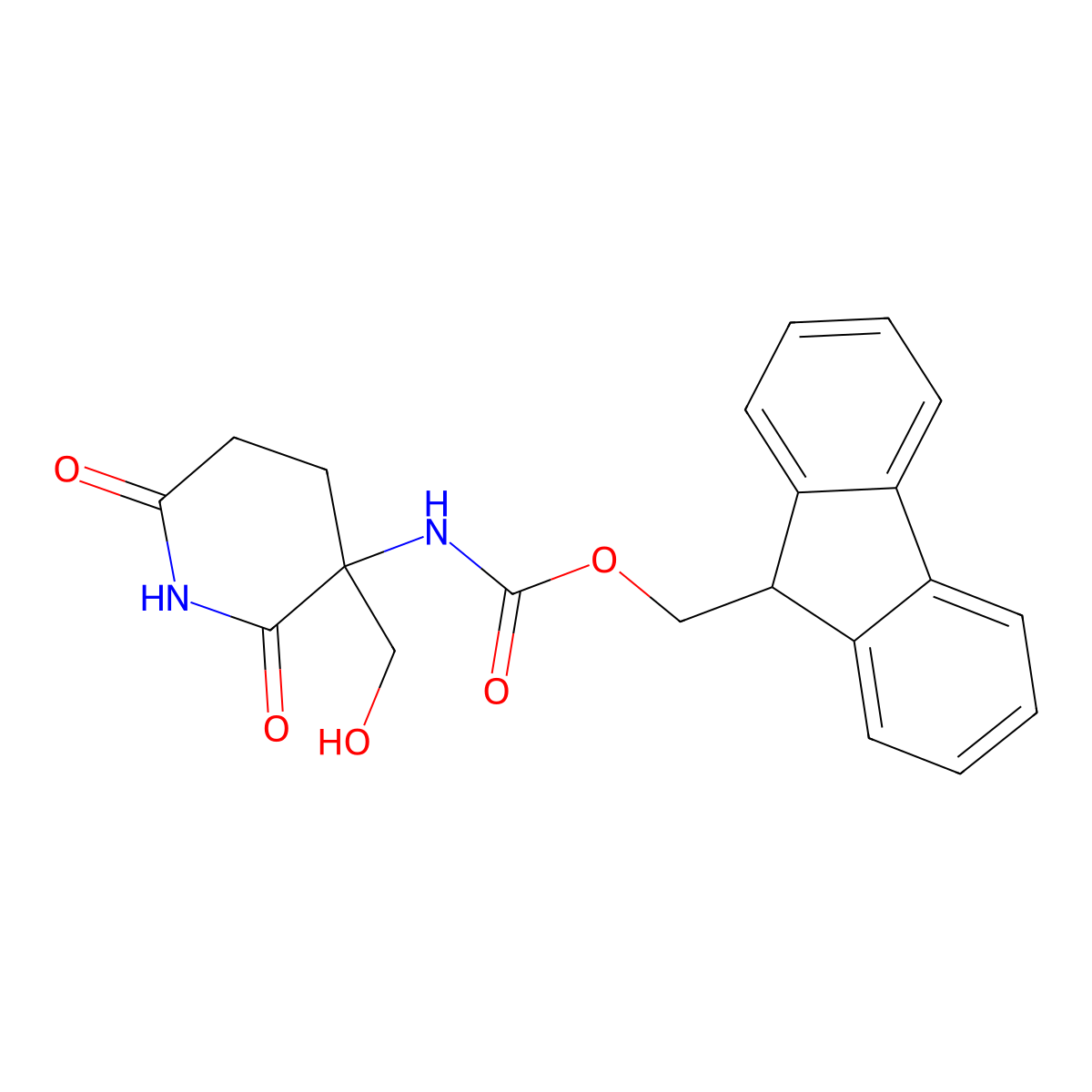(9H-fluoren-9-yl)methyl N-[3-(hydroxymethyl)-2,6-dioxopiperidin-3-yl]carbamate molecular structure, CAS 2763902-60-7