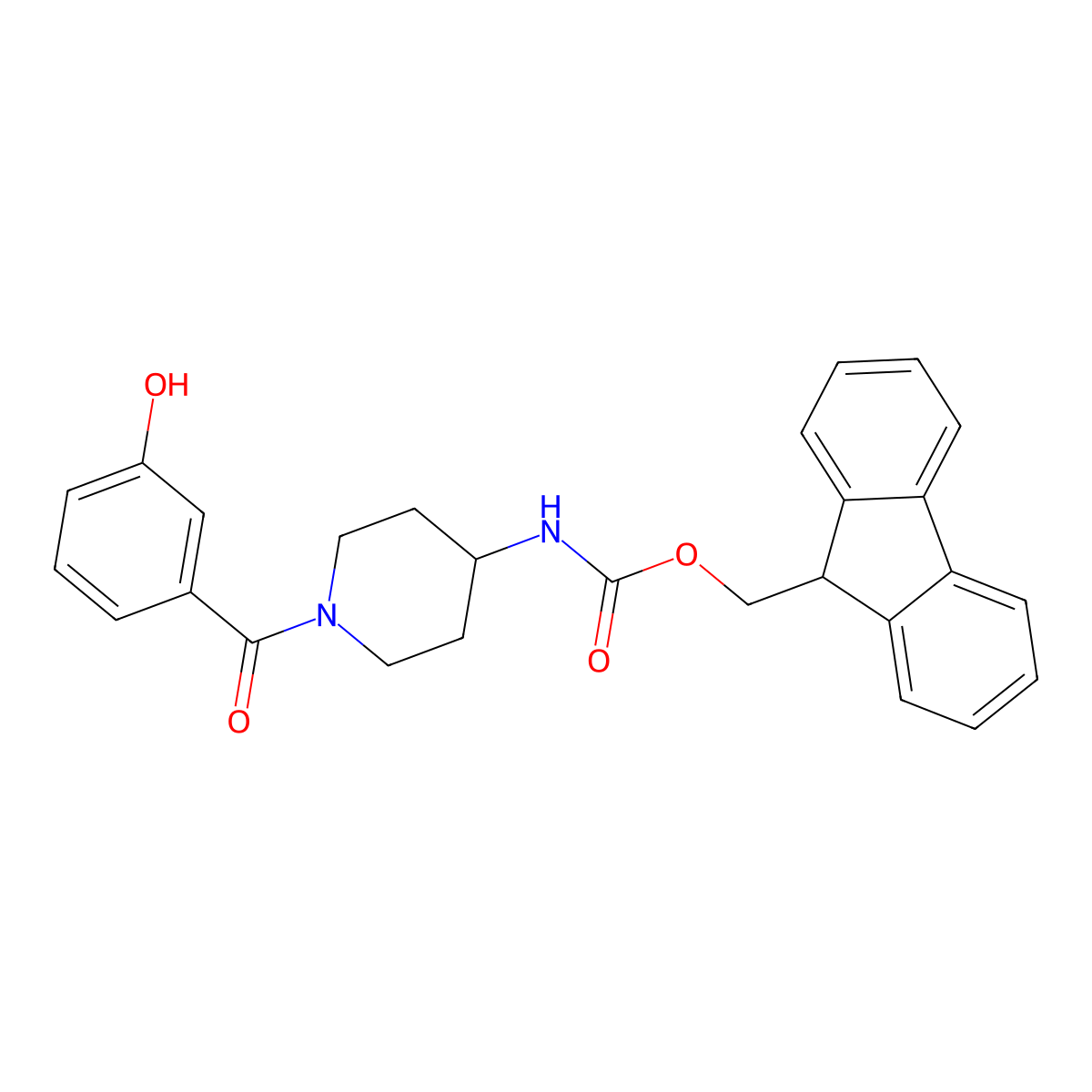 (9H-fluoren-9-yl)methyl N-[1-(3-hydroxybenzoyl)piperidin-4-yl]carbamate molecular structure, CAS 2763902-61-8