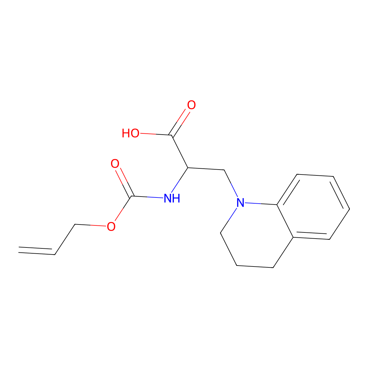 2-{[(Prop-2-en-1-yloxy)carbonyl]amino}-3-(1,2,3,4-tetrahydroquinolin-1-yl)propanoic acid molecular structure, CAS 2763902-62-9