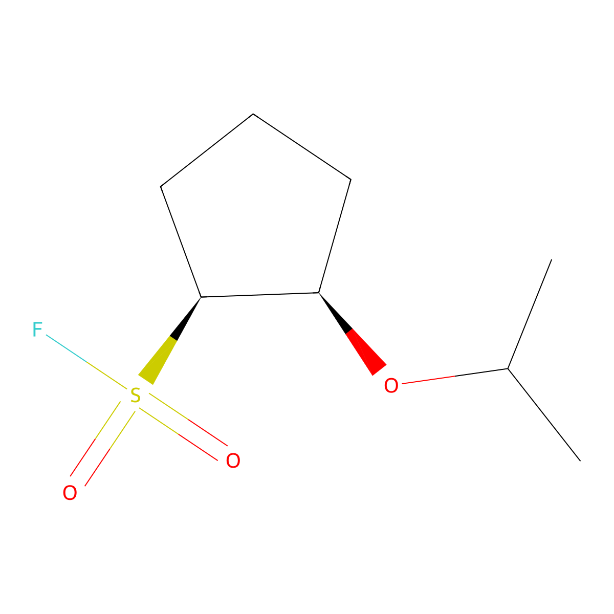 rac-(1R,2S)-2-(propan-2-yloxy)cyclopentane-1-sulfonyl fluoride molecular structure, CAS 2763902-68-5