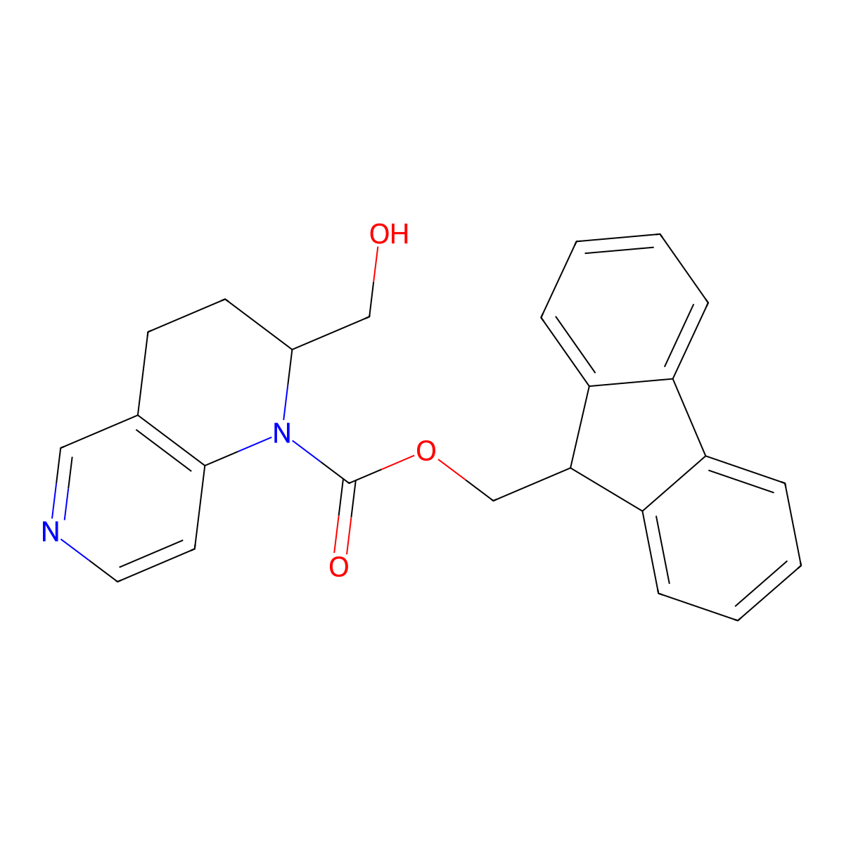 (9H-fluoren-9-yl)methyl 2-(hydroxymethyl)-1,2,3,4-tetrahydro-1,6-naphthyridine-1-carboxylate molecular structure, CAS 2763902-71-0