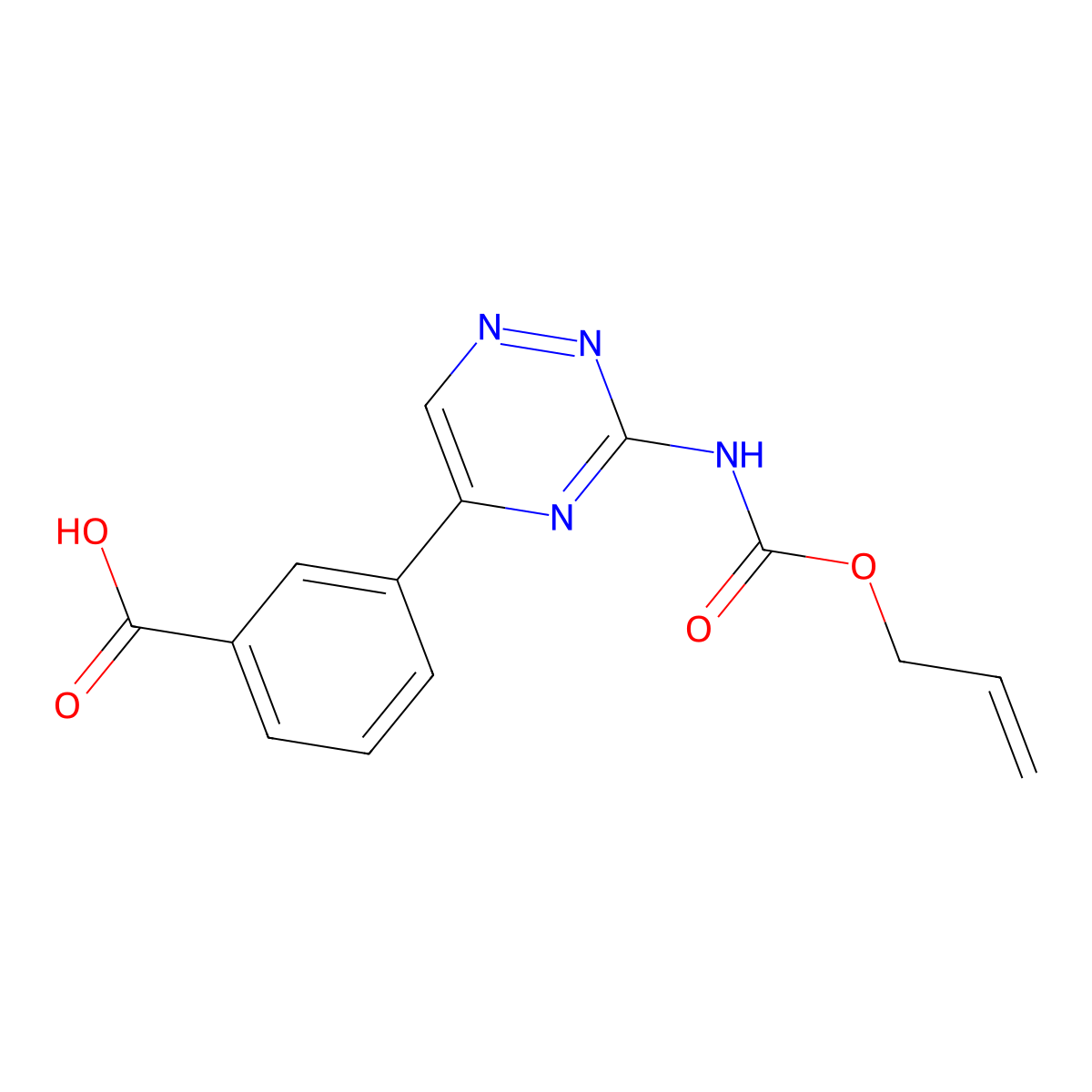 3-(3-{[(Prop-2-en-1-yloxy)carbonyl]amino}-1,2,4-triazin-5-yl)benzoic acid molecular structure, CAS 2763902-78-7