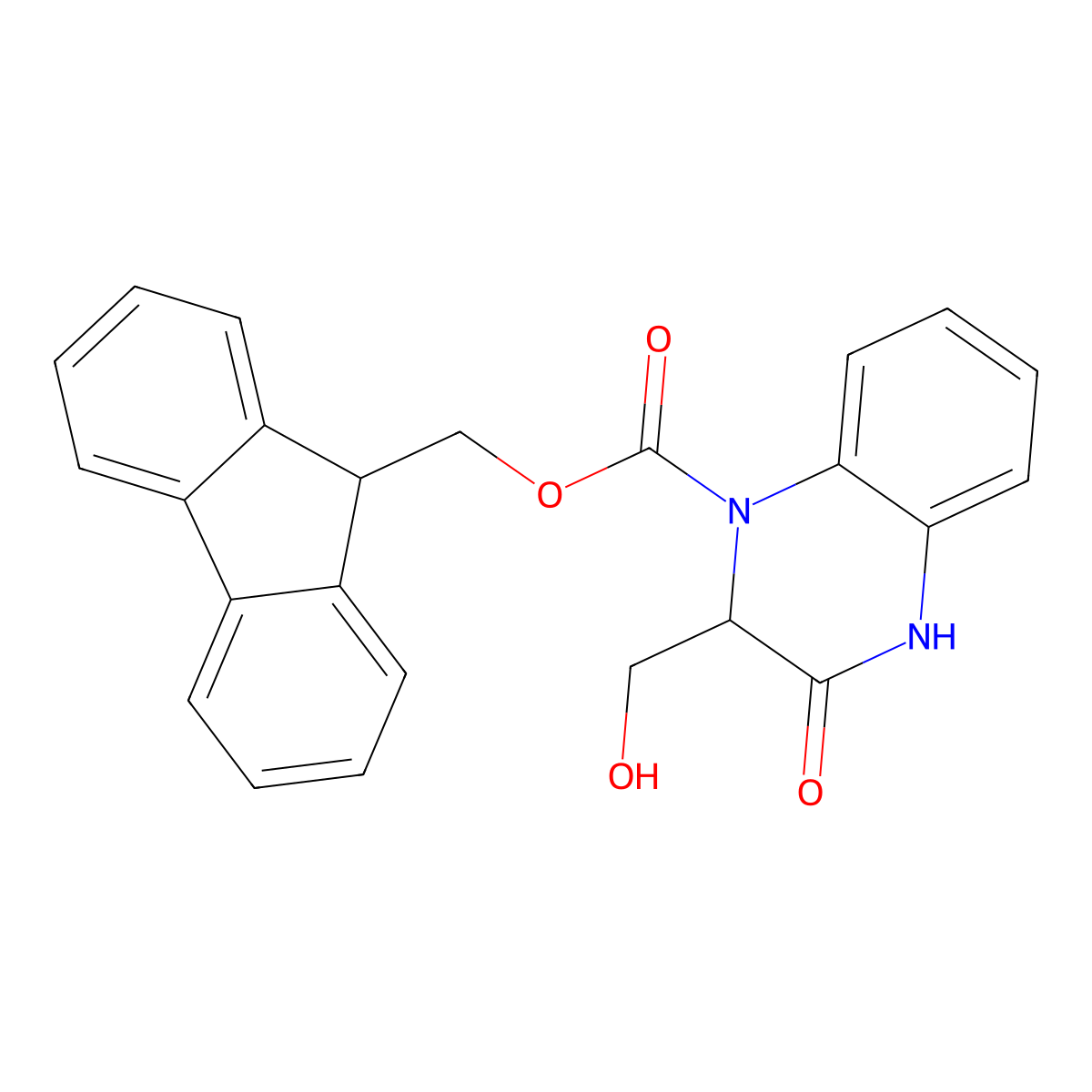 (9H-fluoren-9-yl)methyl 2-(hydroxymethyl)-3-oxo-1,2,3,4-tetrahydroquinoxaline-1-carboxylate molecular structure, CAS 2763902-80-1