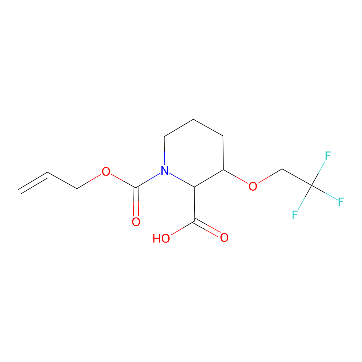 1-[(Prop-2-en-1-yloxy)carbonyl]-3-(2,2,2-trifluoroethoxy)piperidine-2-carboxylic acid molecular structure, CAS 2763902-88-9