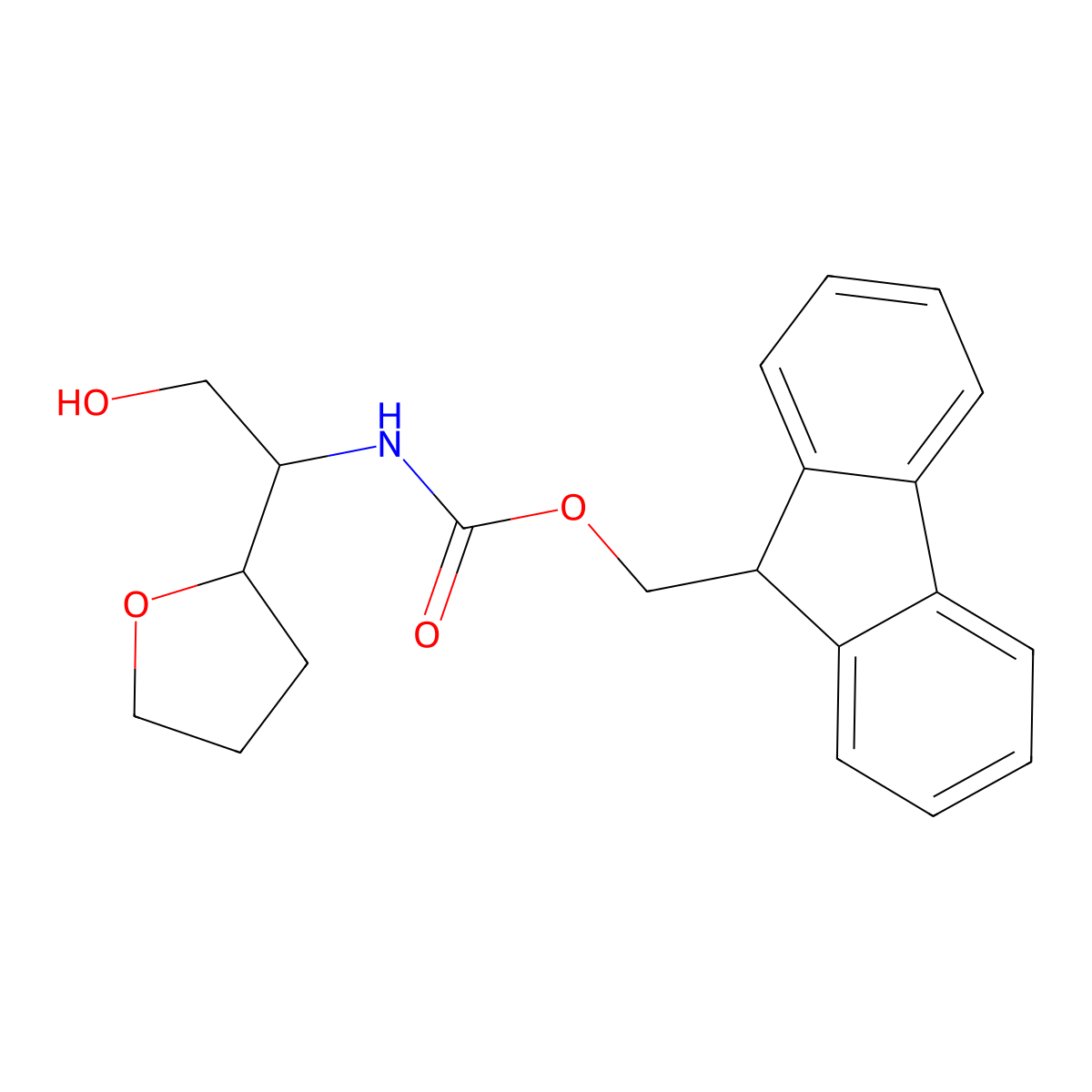 (9H-fluoren-9-yl)methyl N-[2-hydroxy-1-(oxolan-2-yl)ethyl]carbamate molecular structure, CAS 2763902-95-8