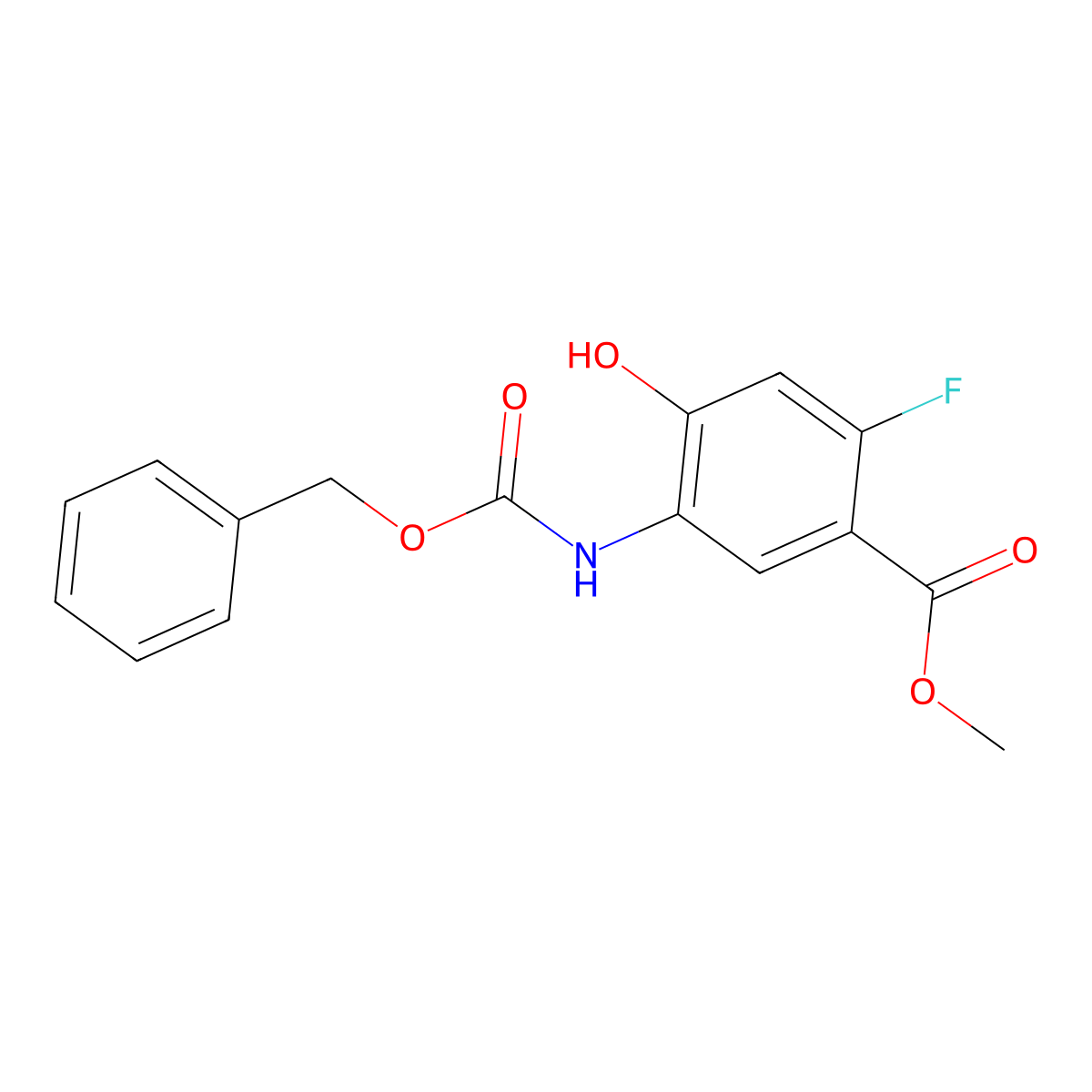Methyl 5-{[(benzyloxy)carbonyl]amino}-2-fluoro-4-hydroxybenzoate molecular structure, CAS 2763903-11-1