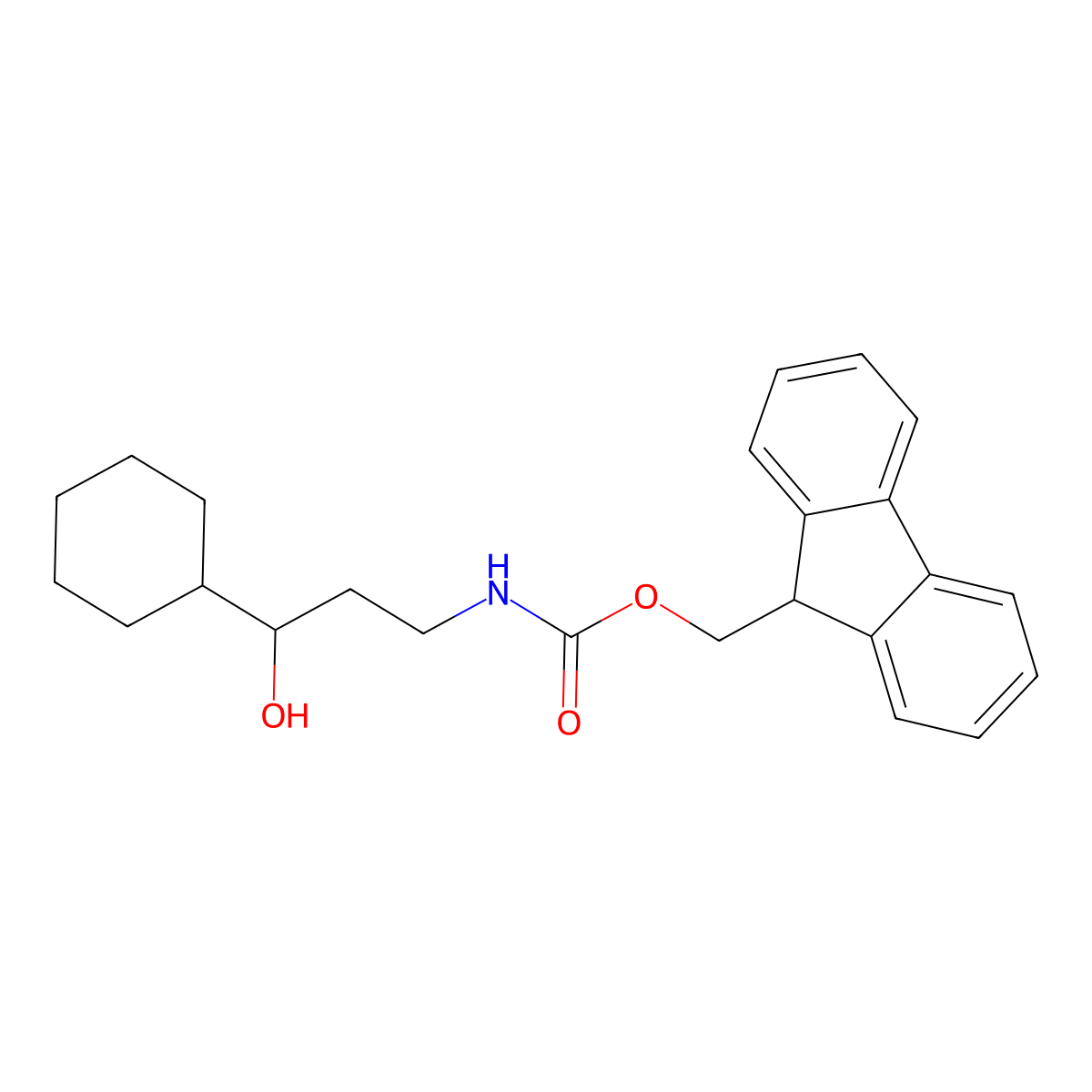 (9H-fluoren-9-yl)methyl N-(3-cyclohexyl-3-hydroxypropyl)carbamate molecular structure, CAS 2763903-15-5