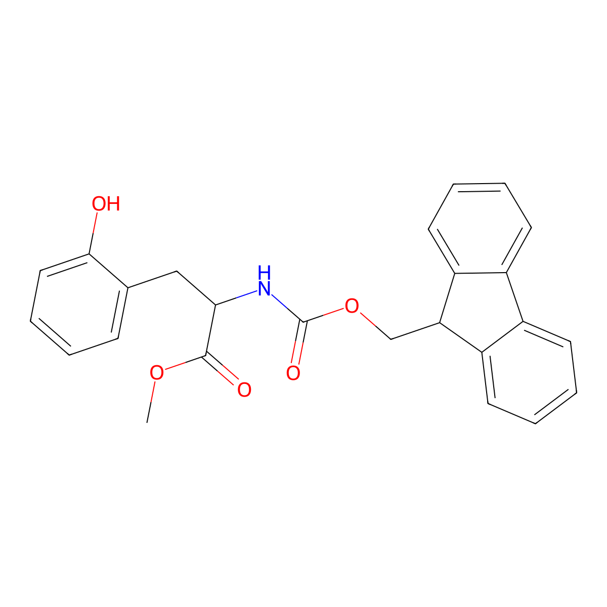 methyl 2-({[(9H-fluoren-9-yl)methoxy]carbonyl}amino)-3-(2-hydroxyphenyl)propanoate molecular structure, CAS 2763903-16-6