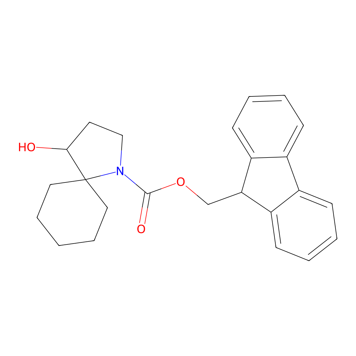 (9H-fluoren-9-yl)methyl 4-hydroxy-1-azaspiro[4.5]decane-1-carboxylate molecular structure, CAS 2763903-17-7