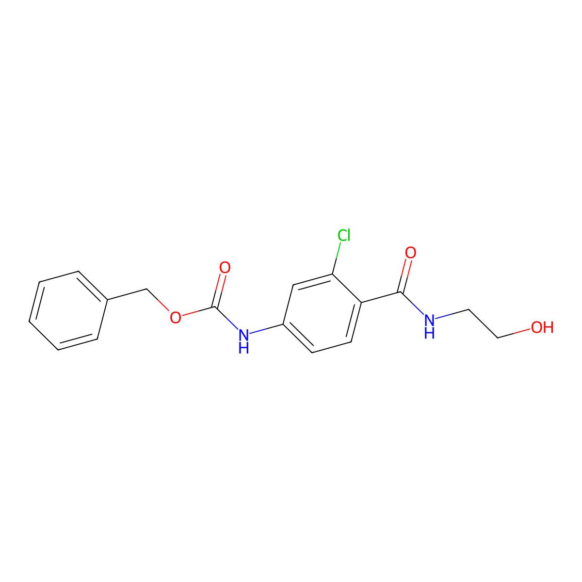 benzyl N-{3-chloro-4-[(2-hydroxyethyl)carbamoyl]phenyl}carbamate molecular structure, CAS 2763903-23-5